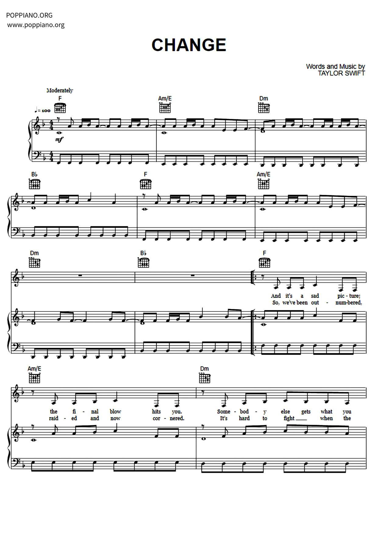 Change (Taylor's Version)ピアノ譜