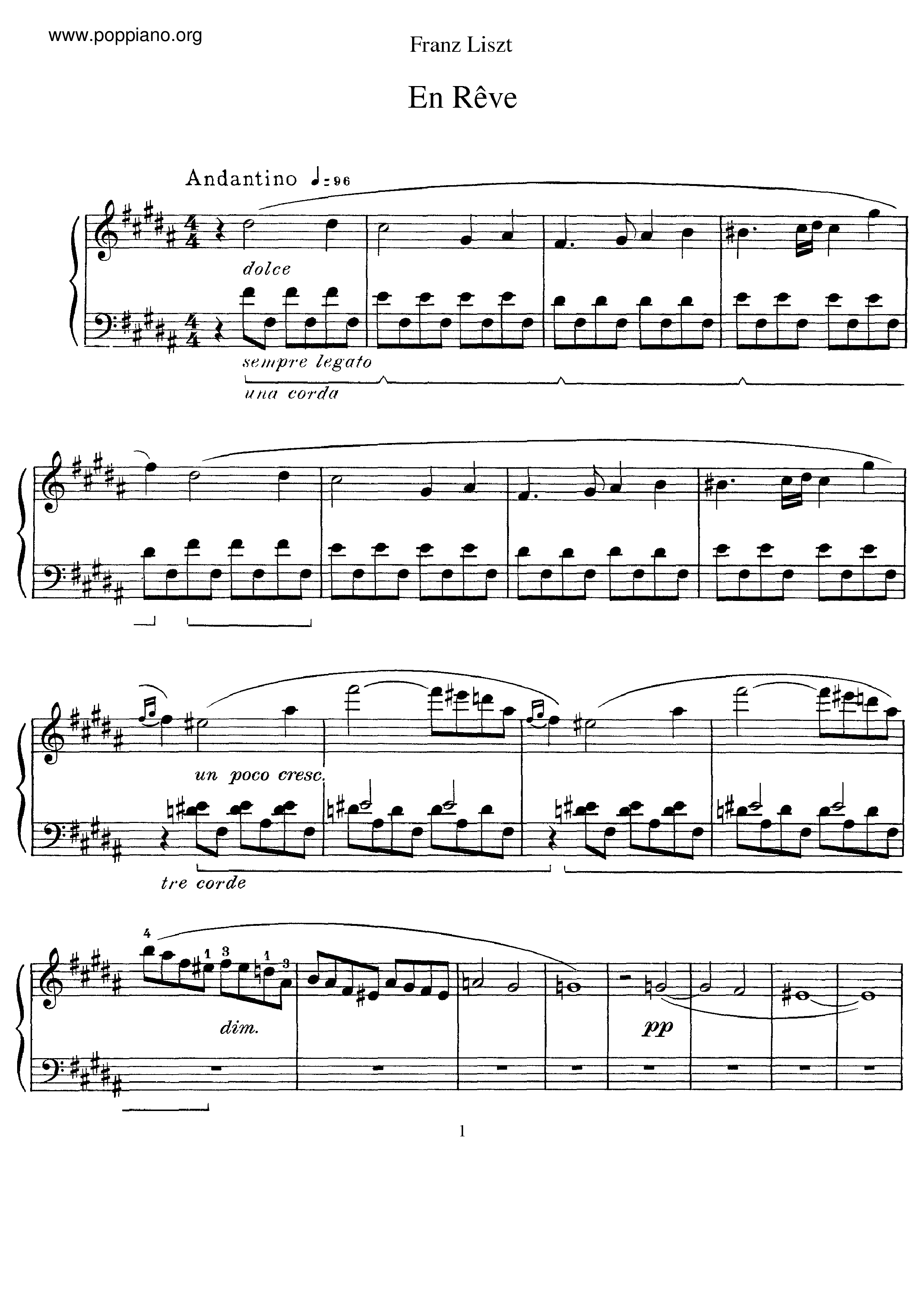 En Reve, Nocturne, S.207ピアノ譜