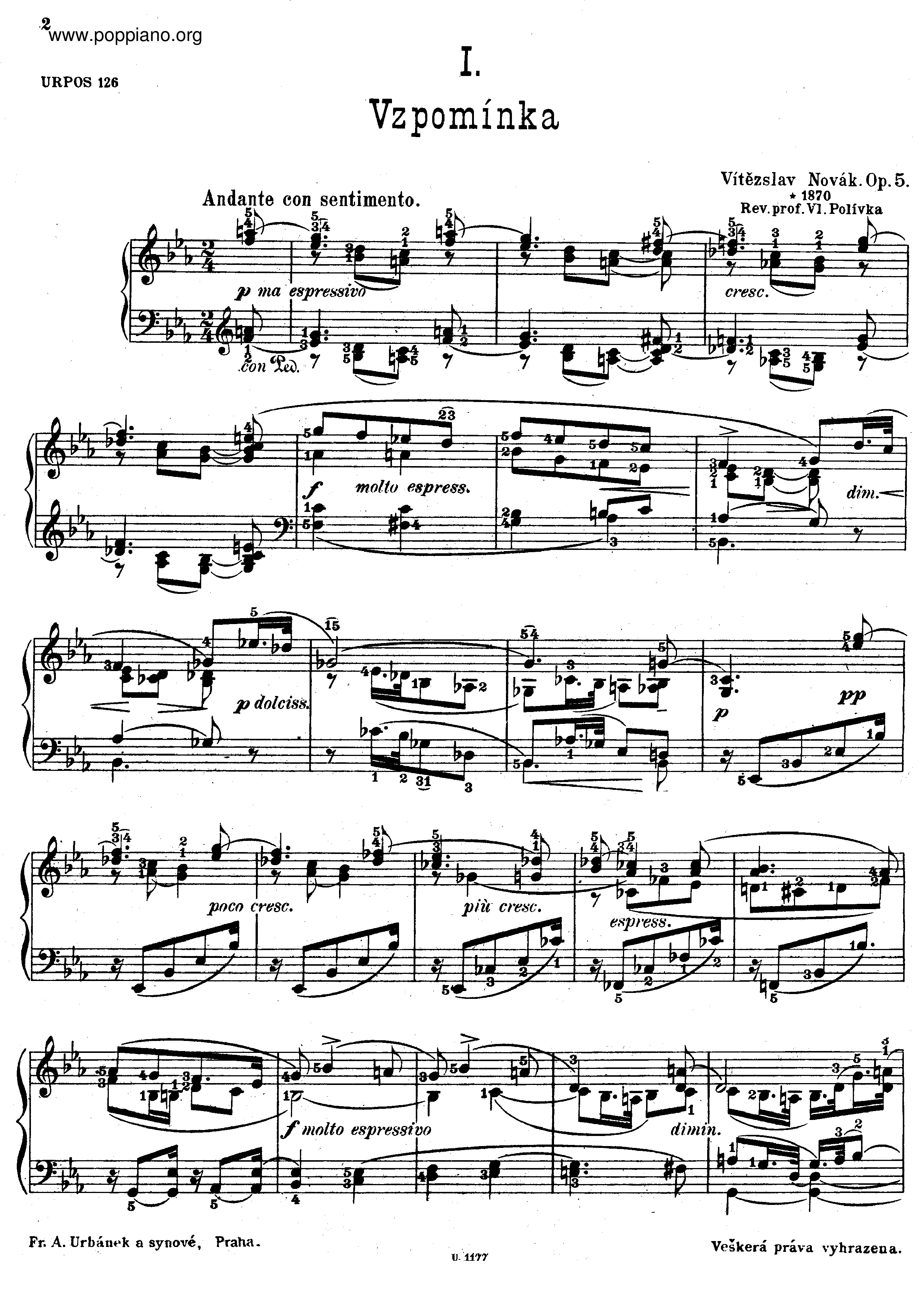Bagtellen, Op.5ピアノ譜