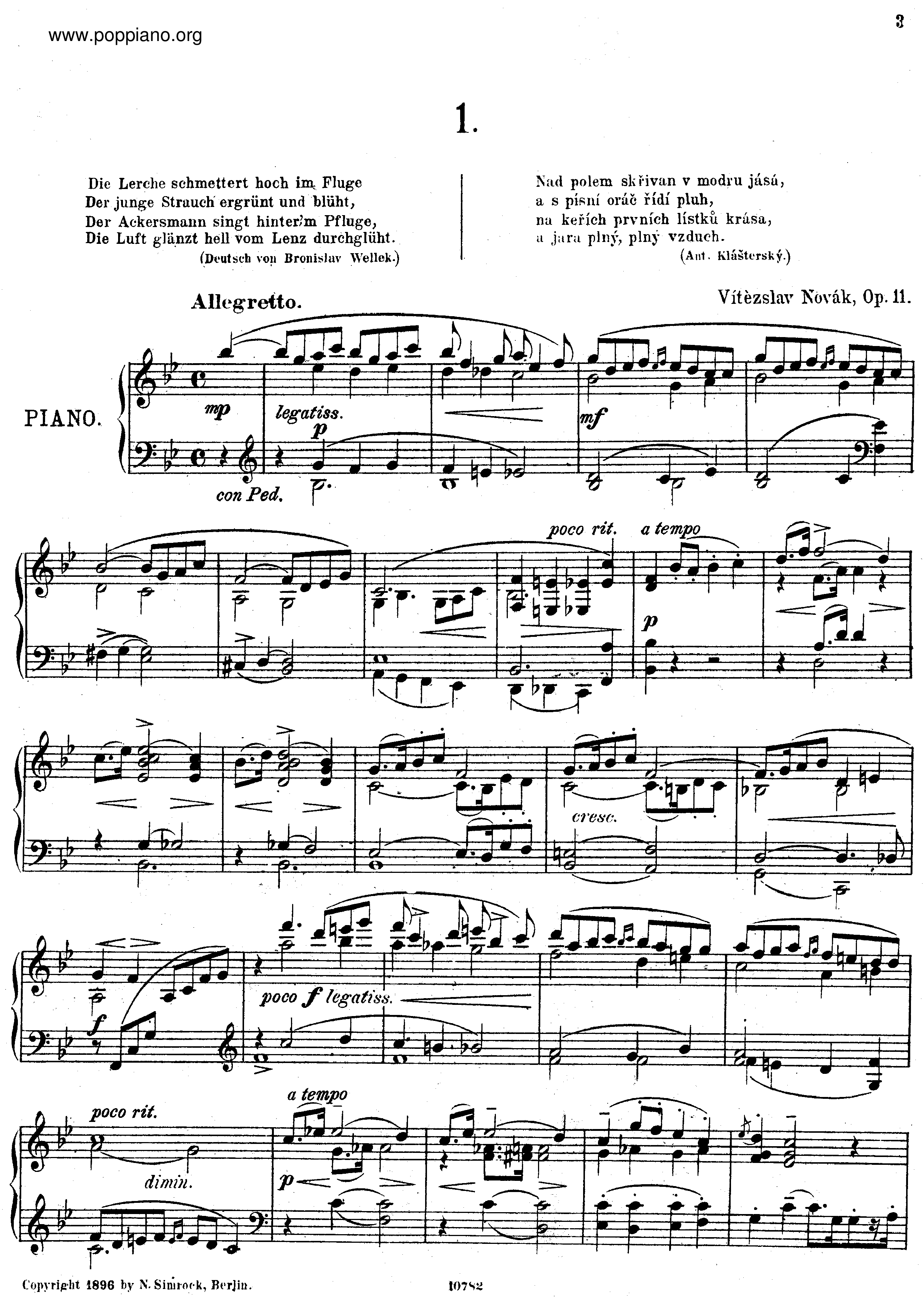 Eklogen, Op.11ピアノ譜