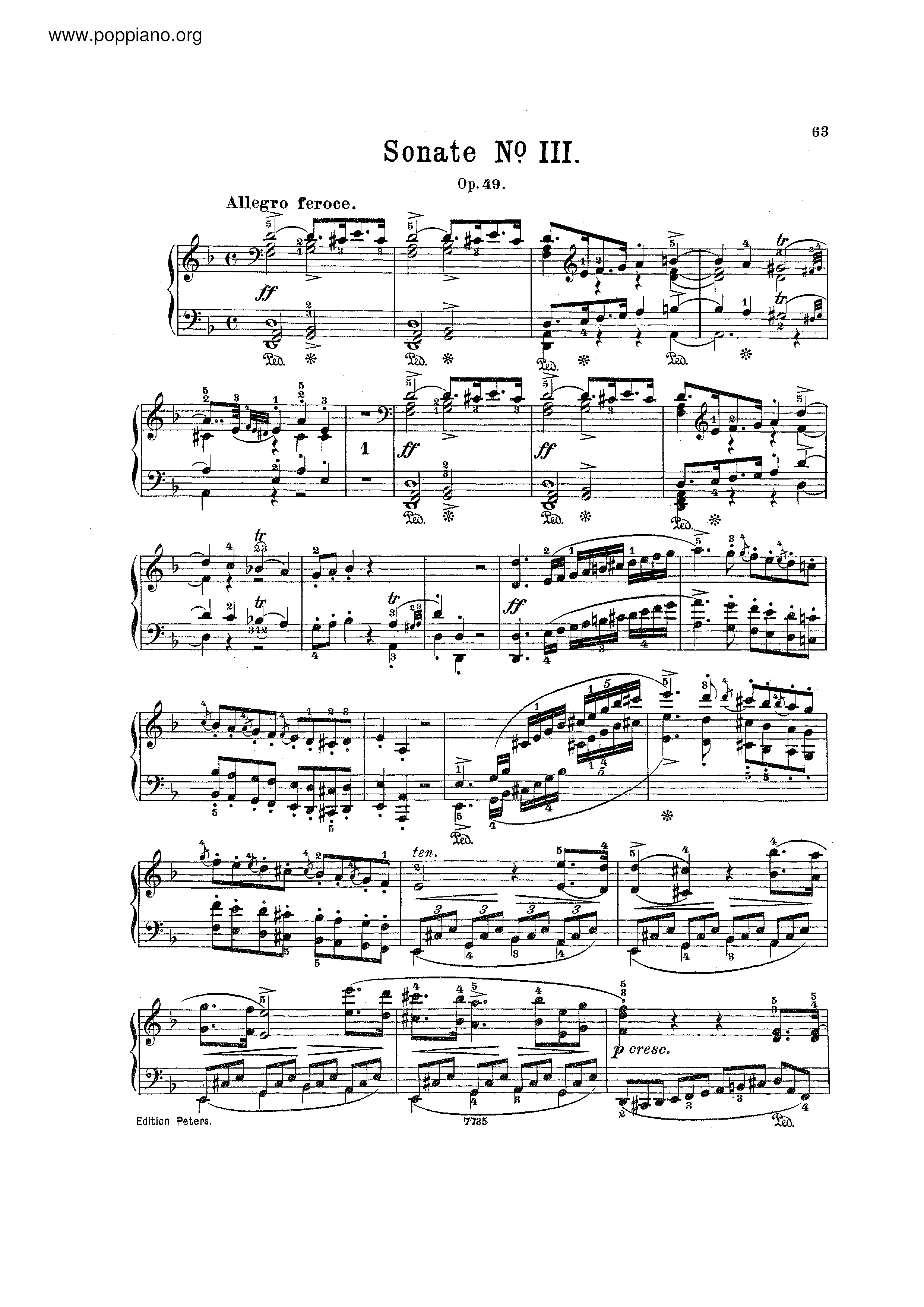 Piano Sonata No.3, Op.49ピアノ譜