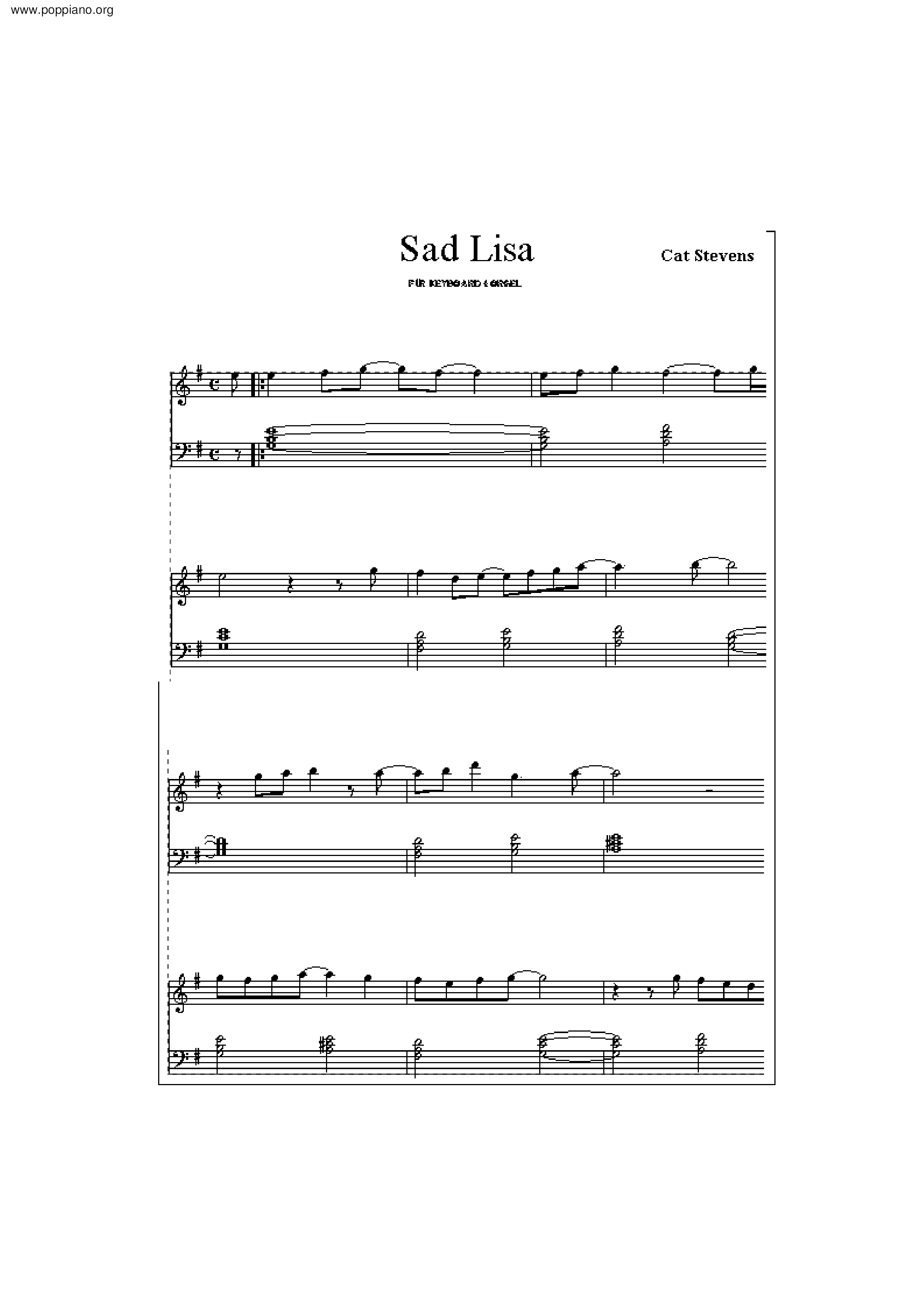 Sad Lisaピアノ譜