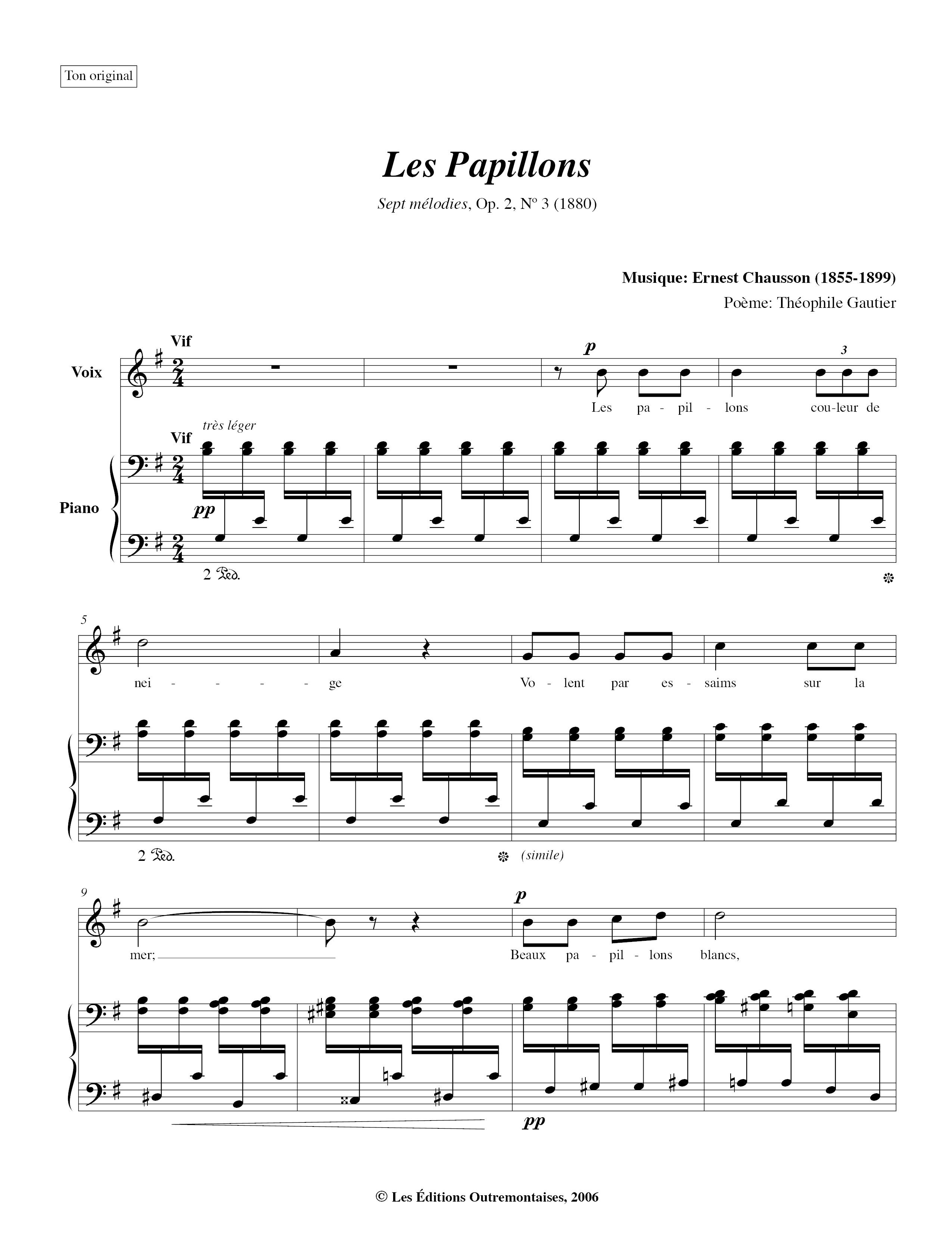 No. 3: Les Papillonsピアノ譜
