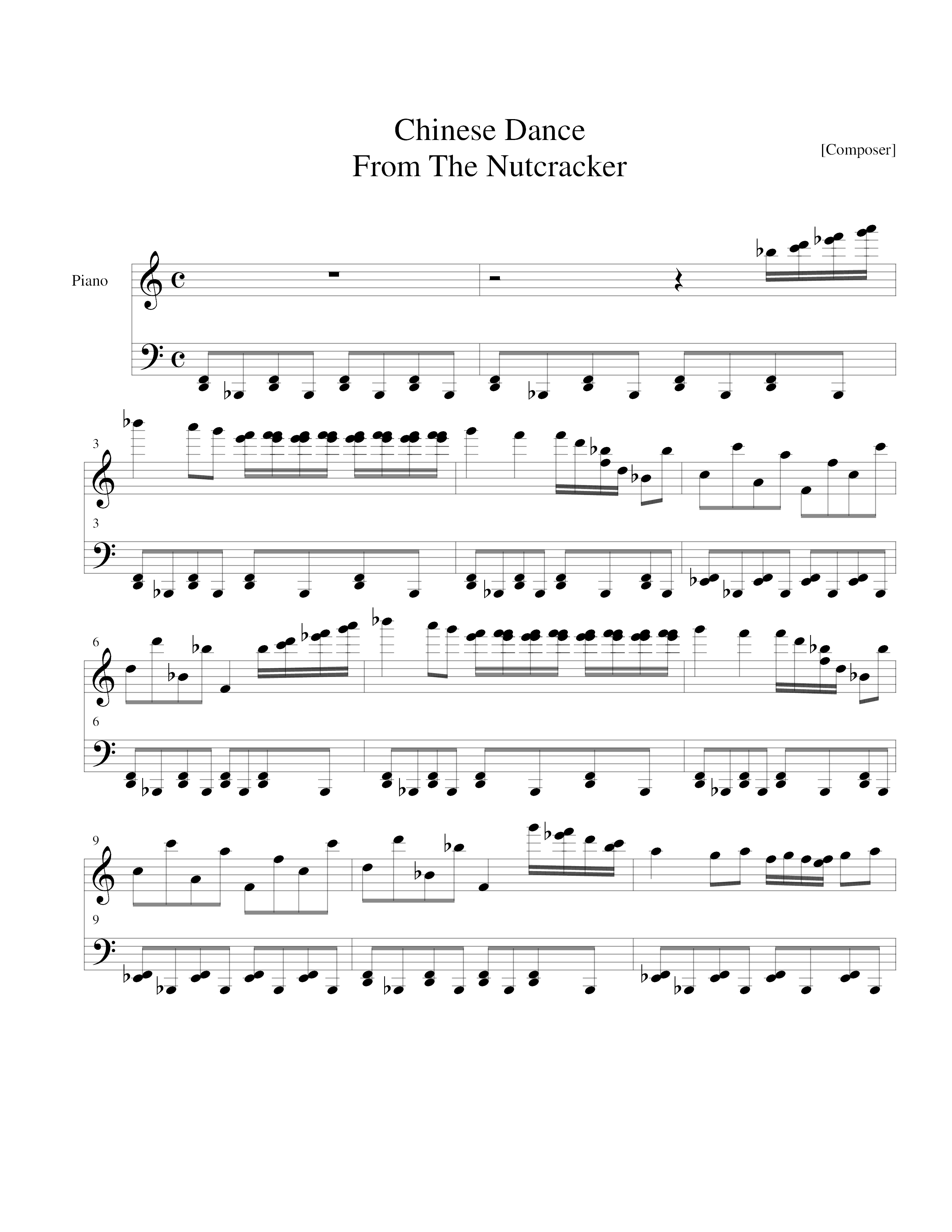 ★Christmas Chinese Dance (from Nutcracker) ピアノ譜pdf 香港ポップピアノ協会 無料PDF