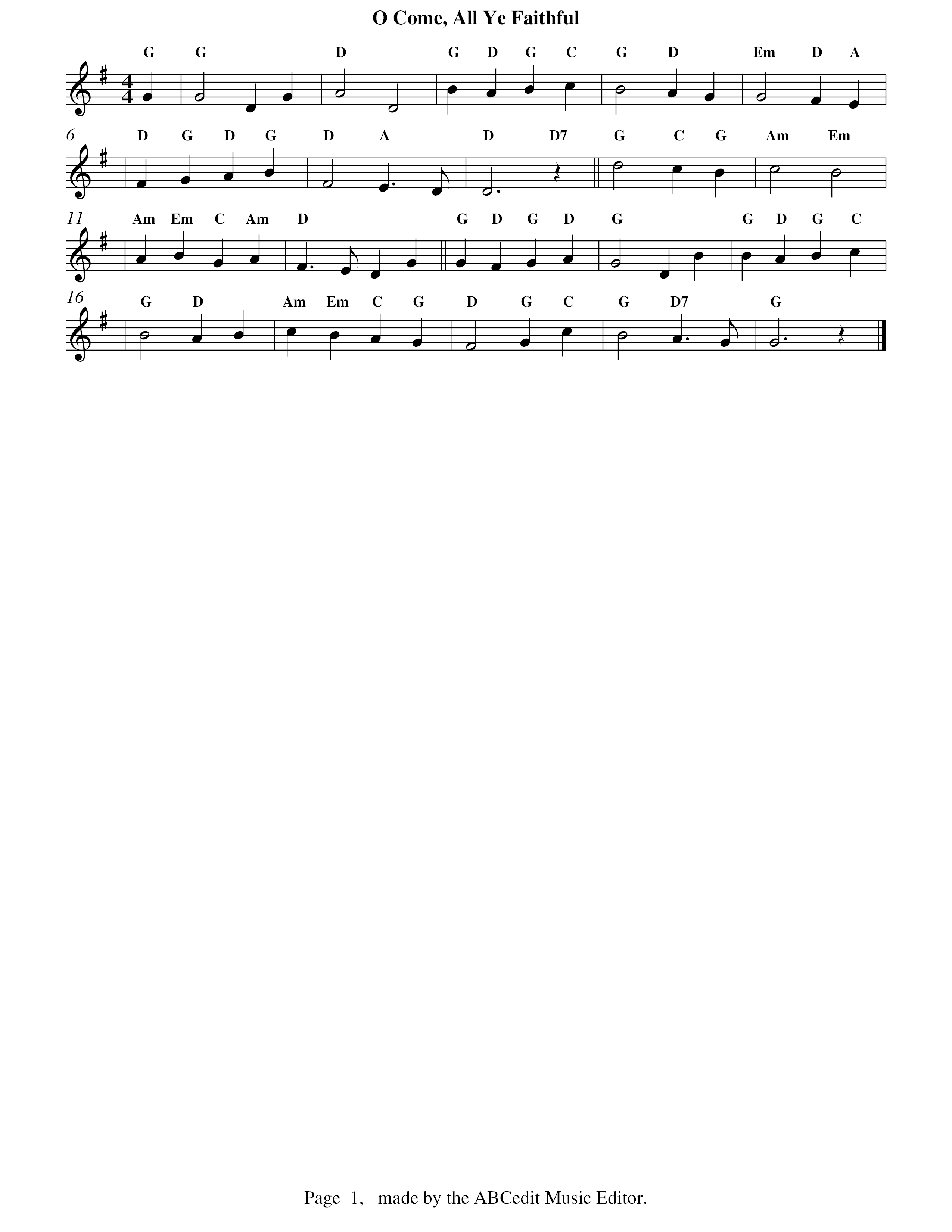 O Come, All Ye Faithfulピアノ譜