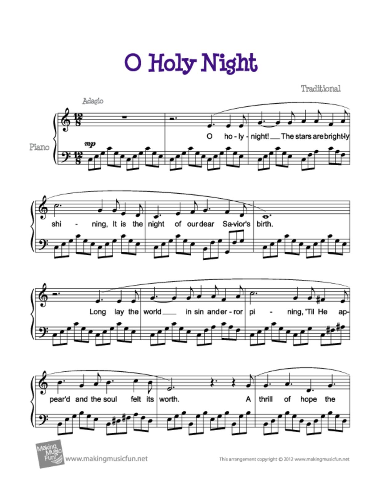 O Holy Nightピアノ譜