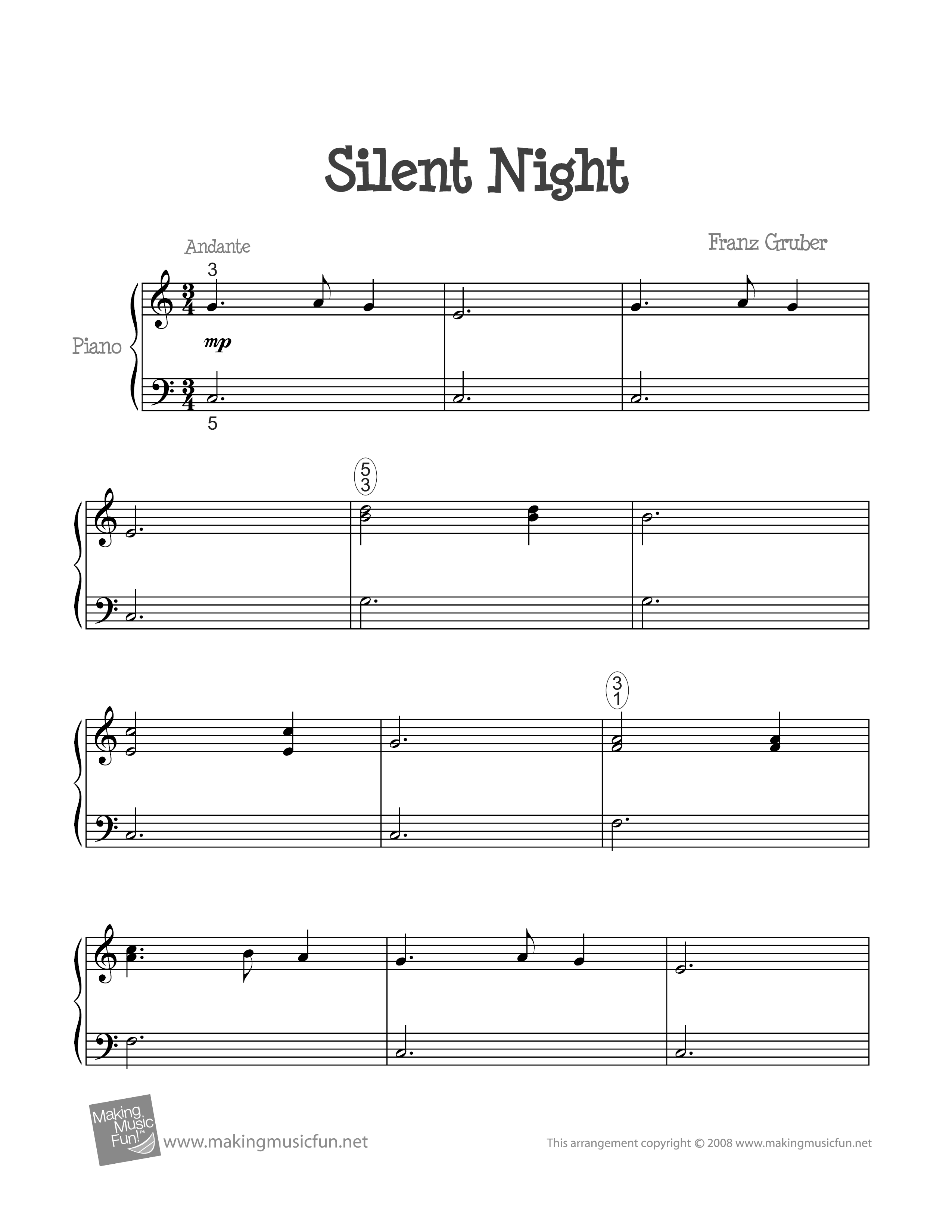 Silent Night (平安夜)ピアノ譜