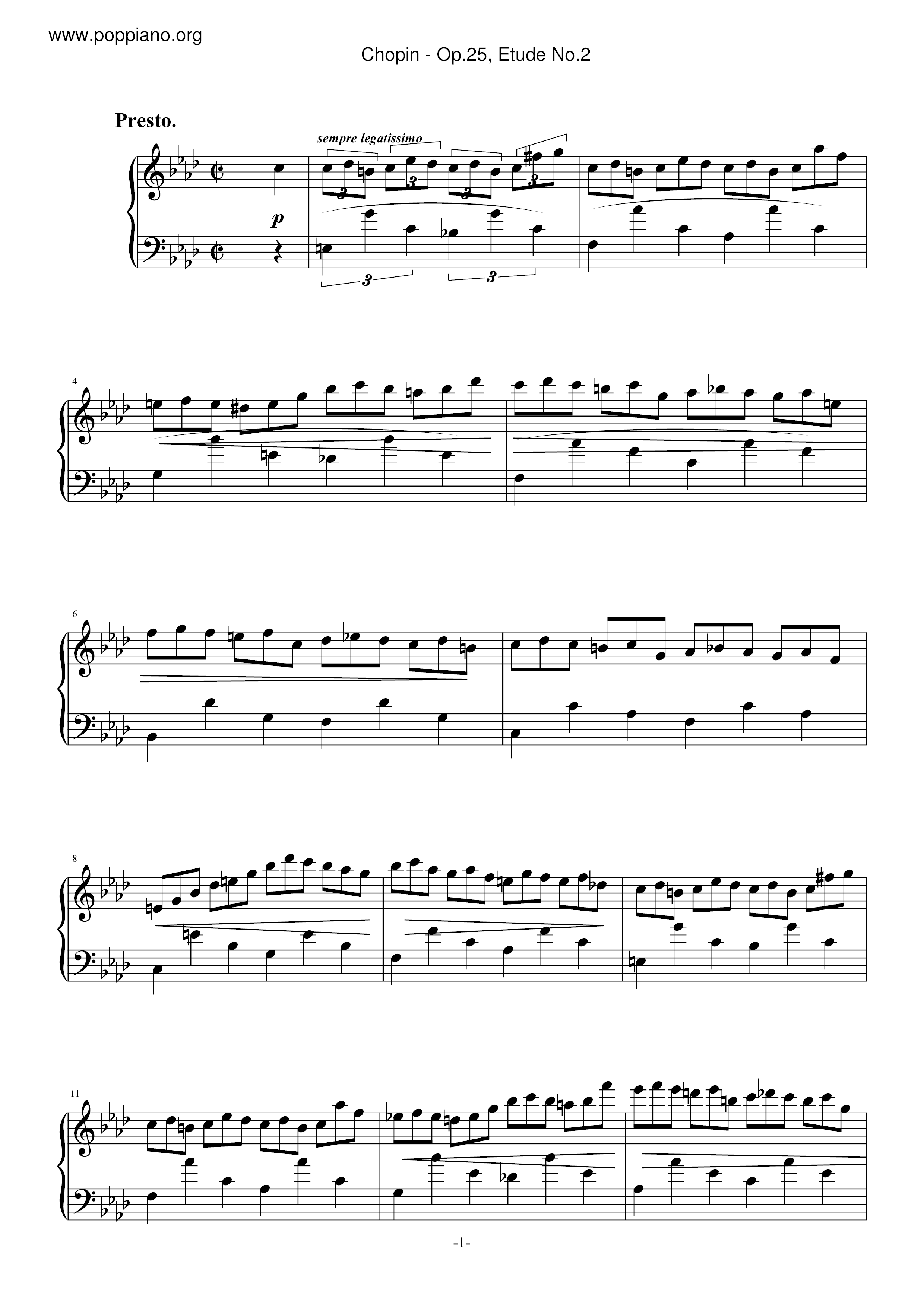 Op. 25, Etude No. 2ピアノ譜