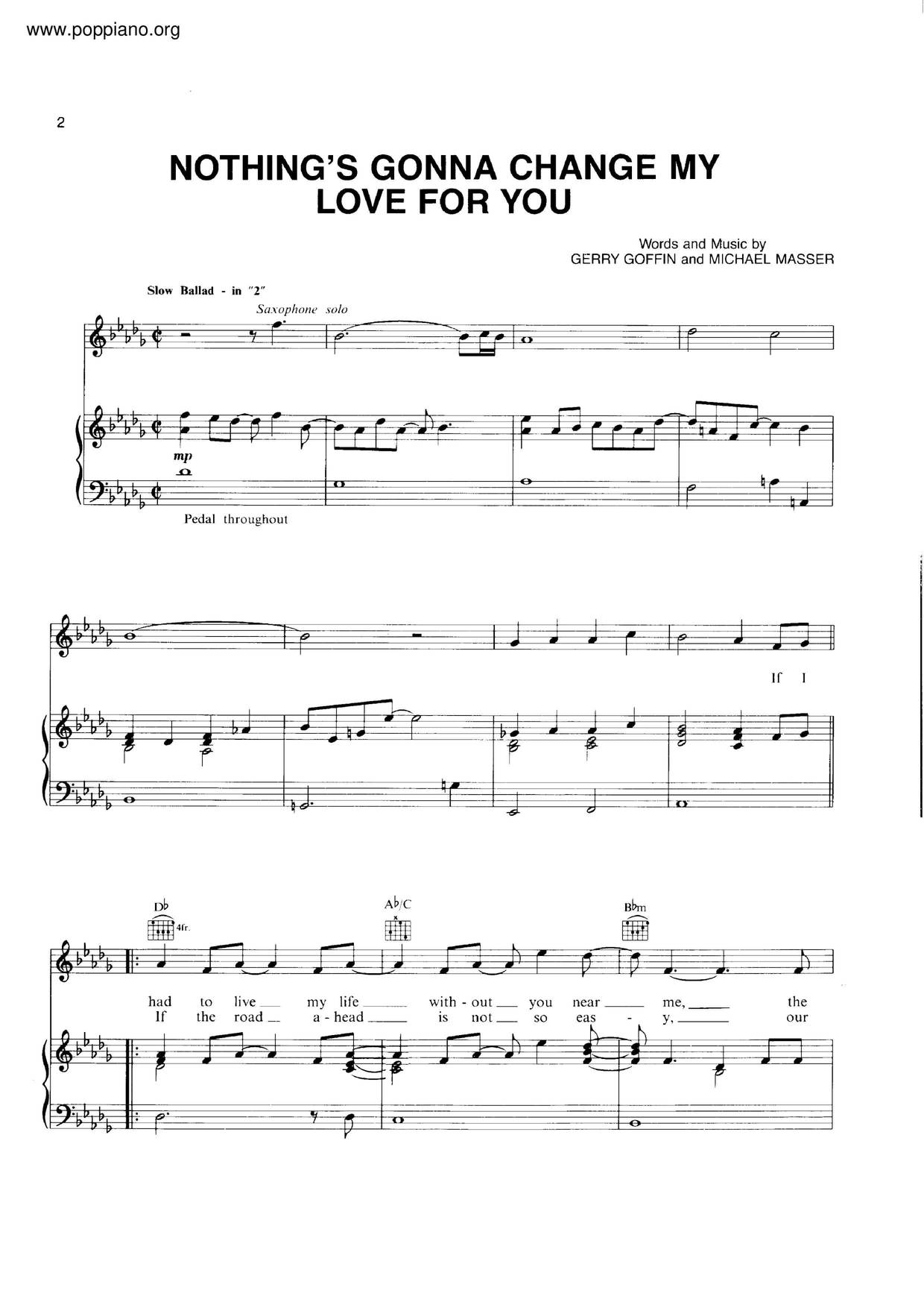Nothing's Gonna Change My Love For Youピアノ譜