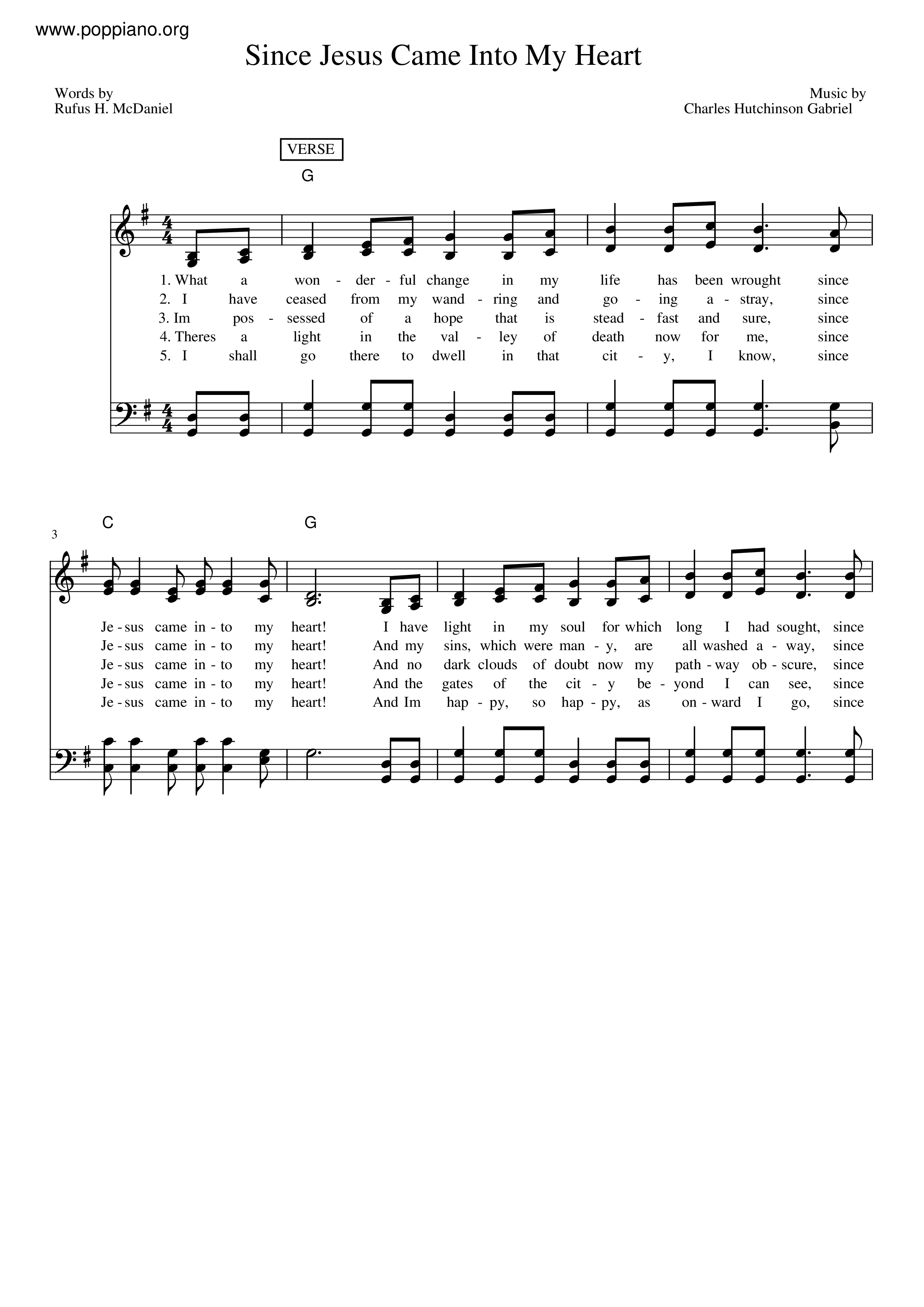Since Jesus Came Into My Heartピアノ譜