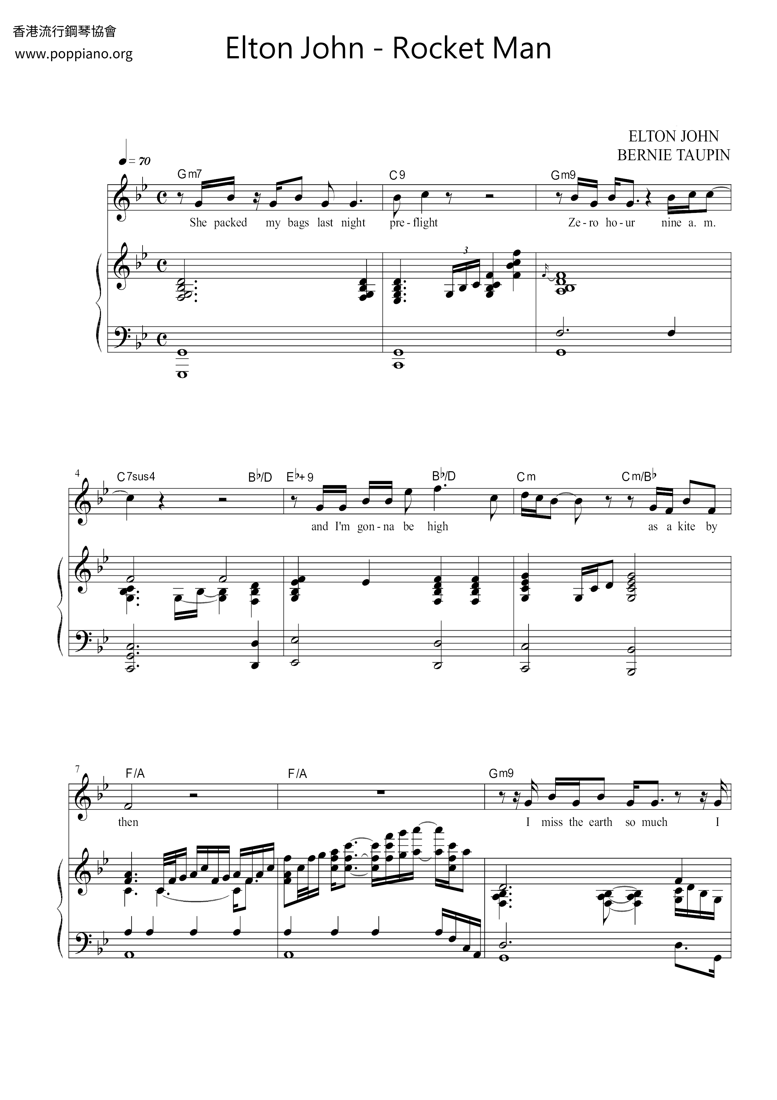 Rocket Man (I Think It's Going To Be A Long, Long Time)ピアノ譜