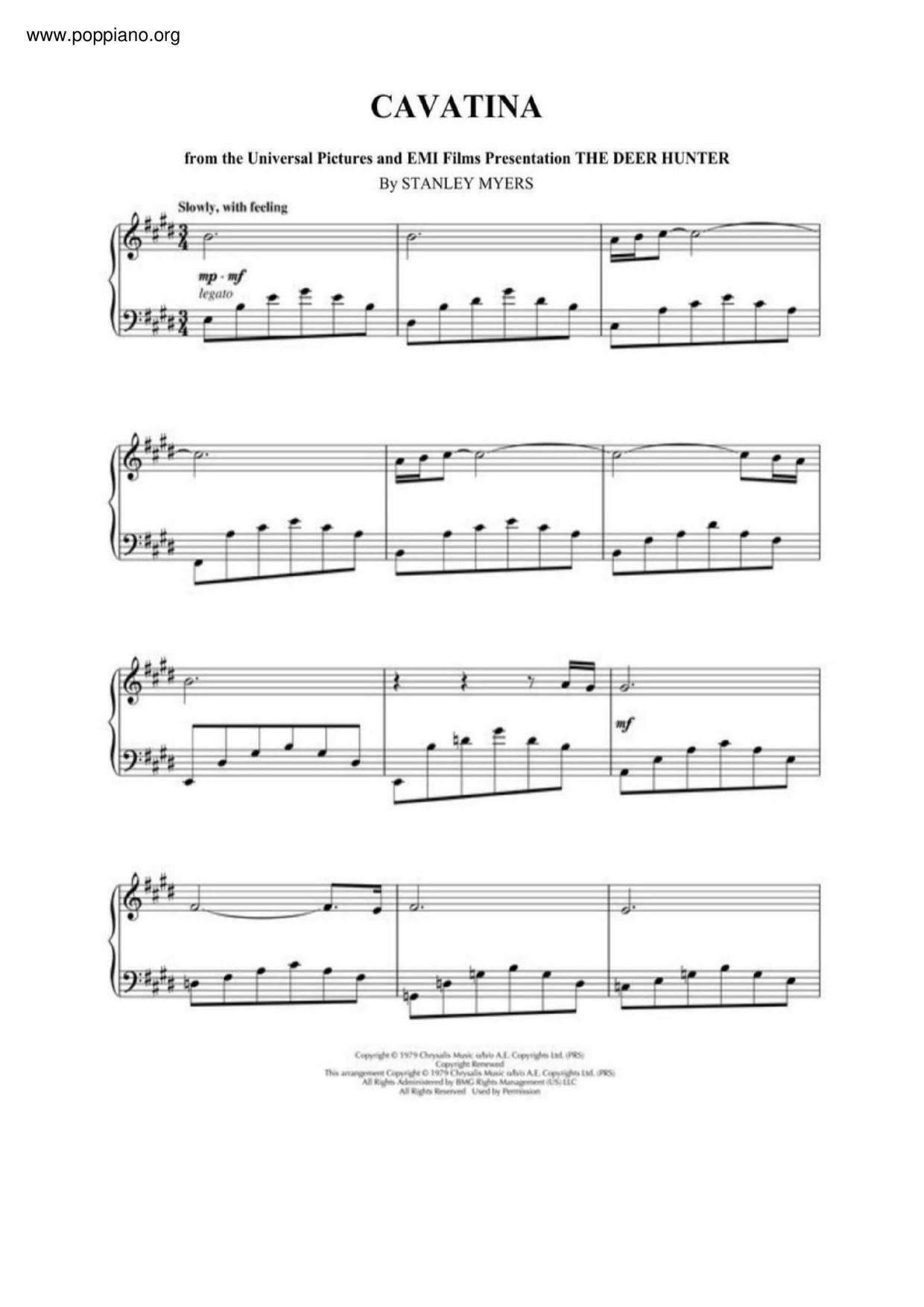 Cavatinaピアノ譜