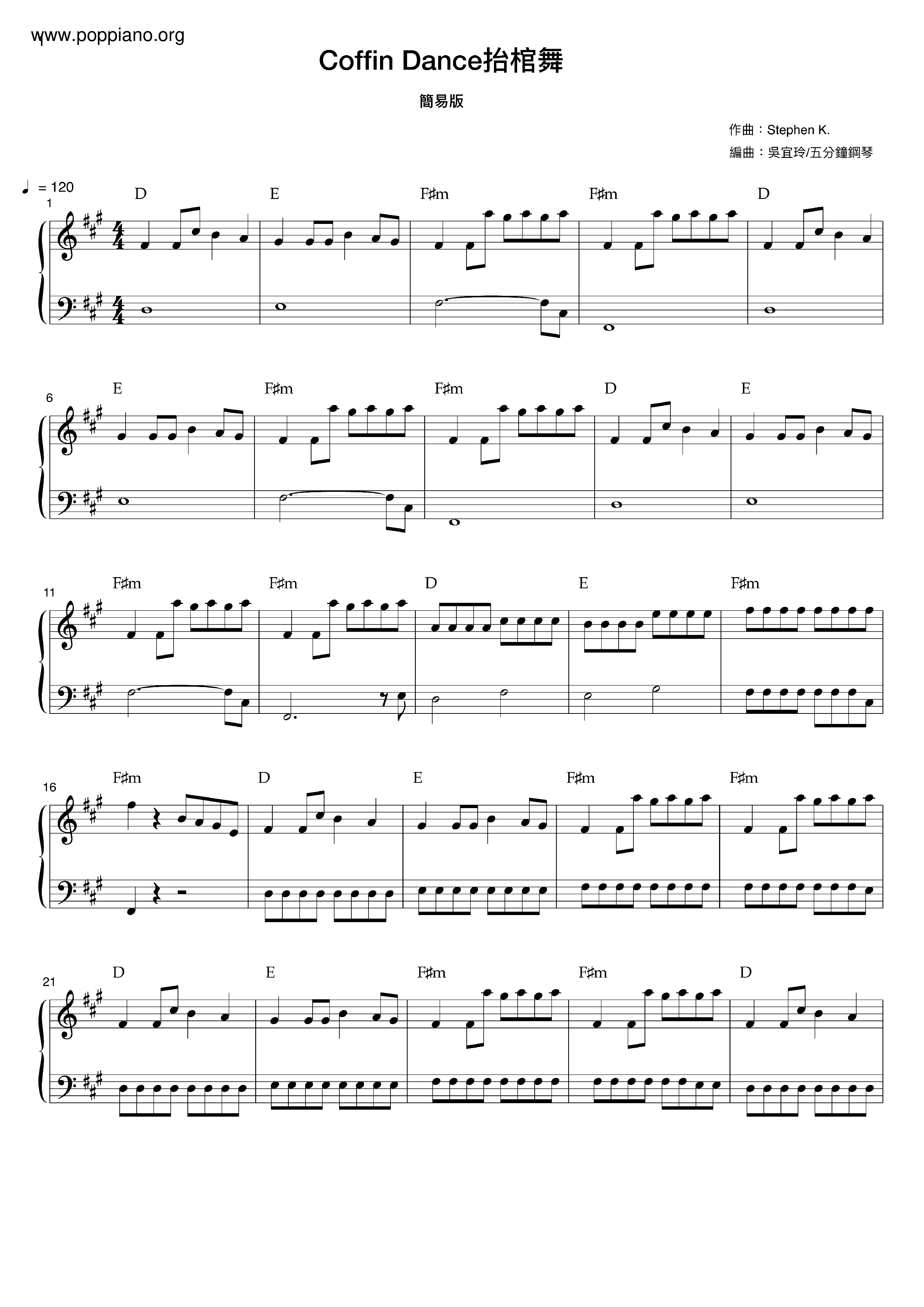 Astronomia Coffin Dance 黑人抬棺材ピアノ譜