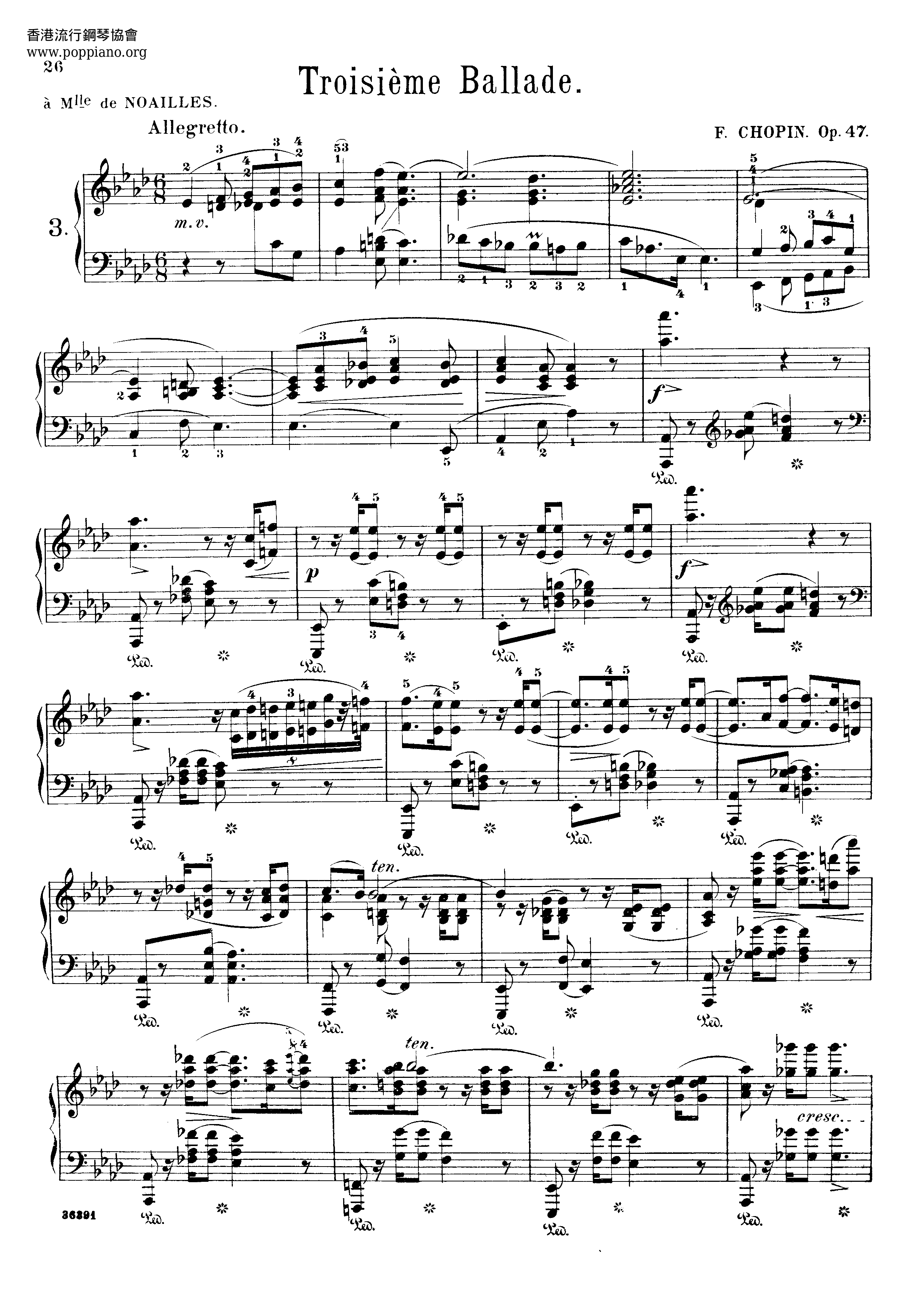 Ballade No. 3, Op. 47ピアノ譜