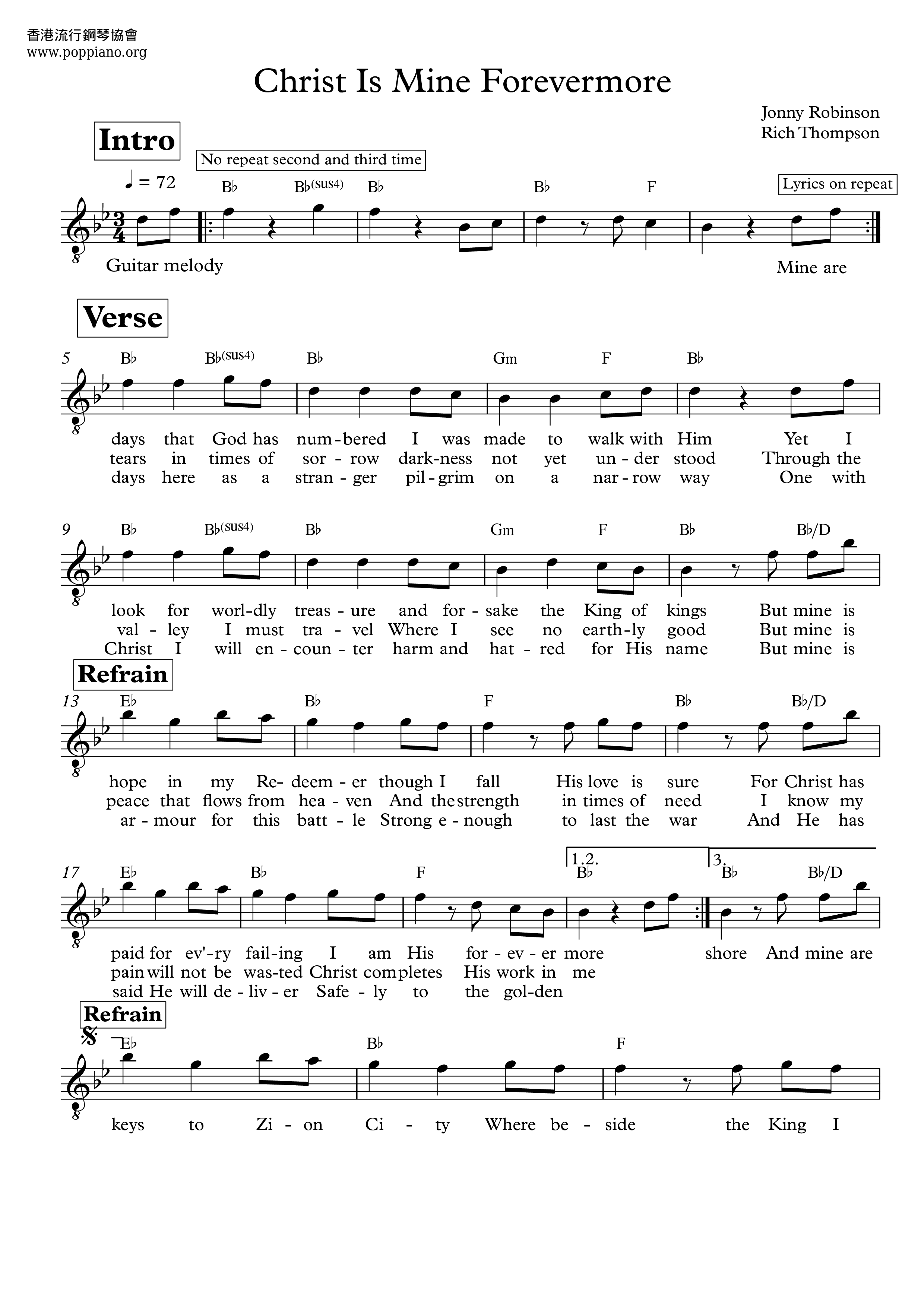 Christ Is Mine Forevermoreピアノ譜