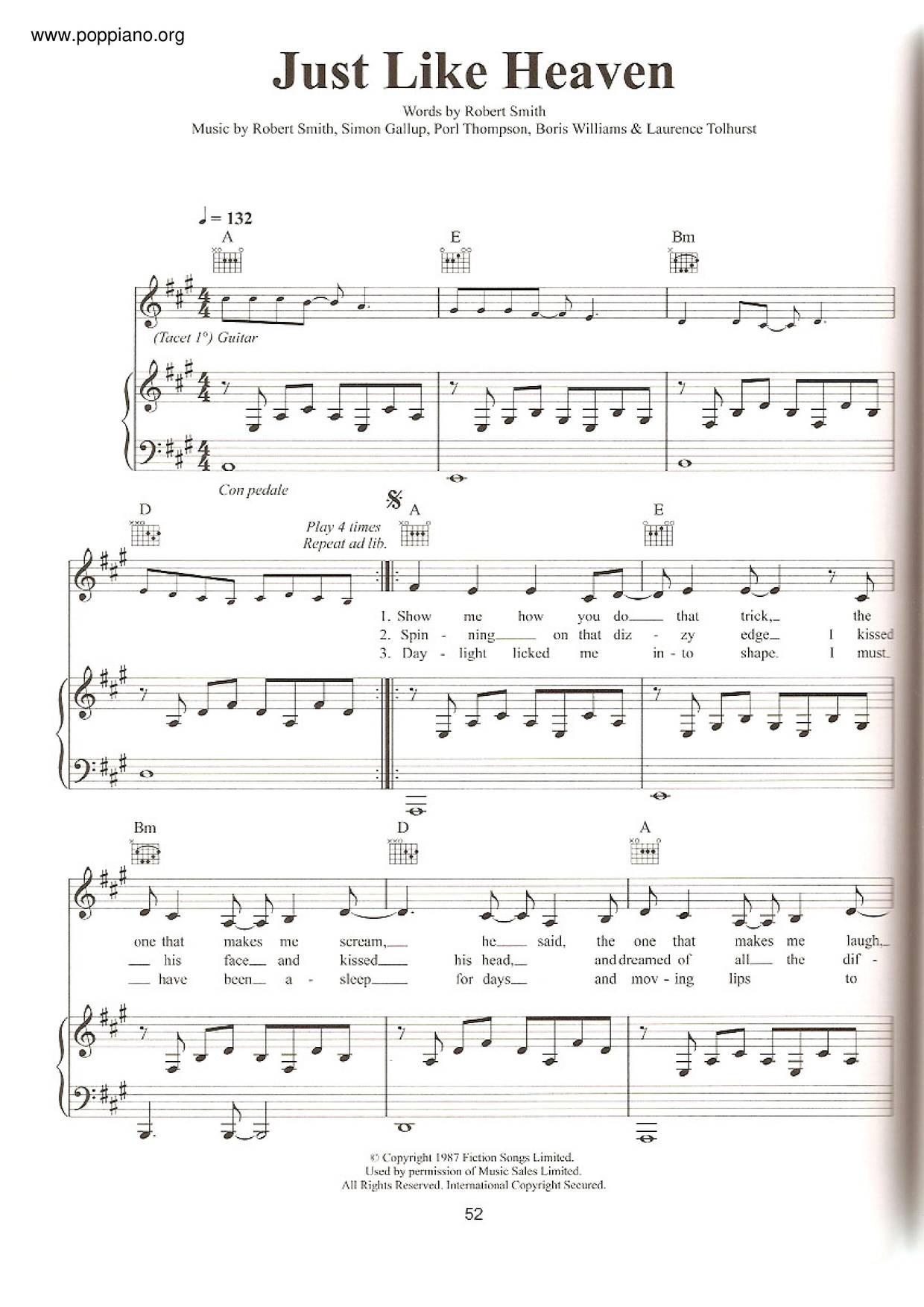 Just Like Heavenピアノ譜