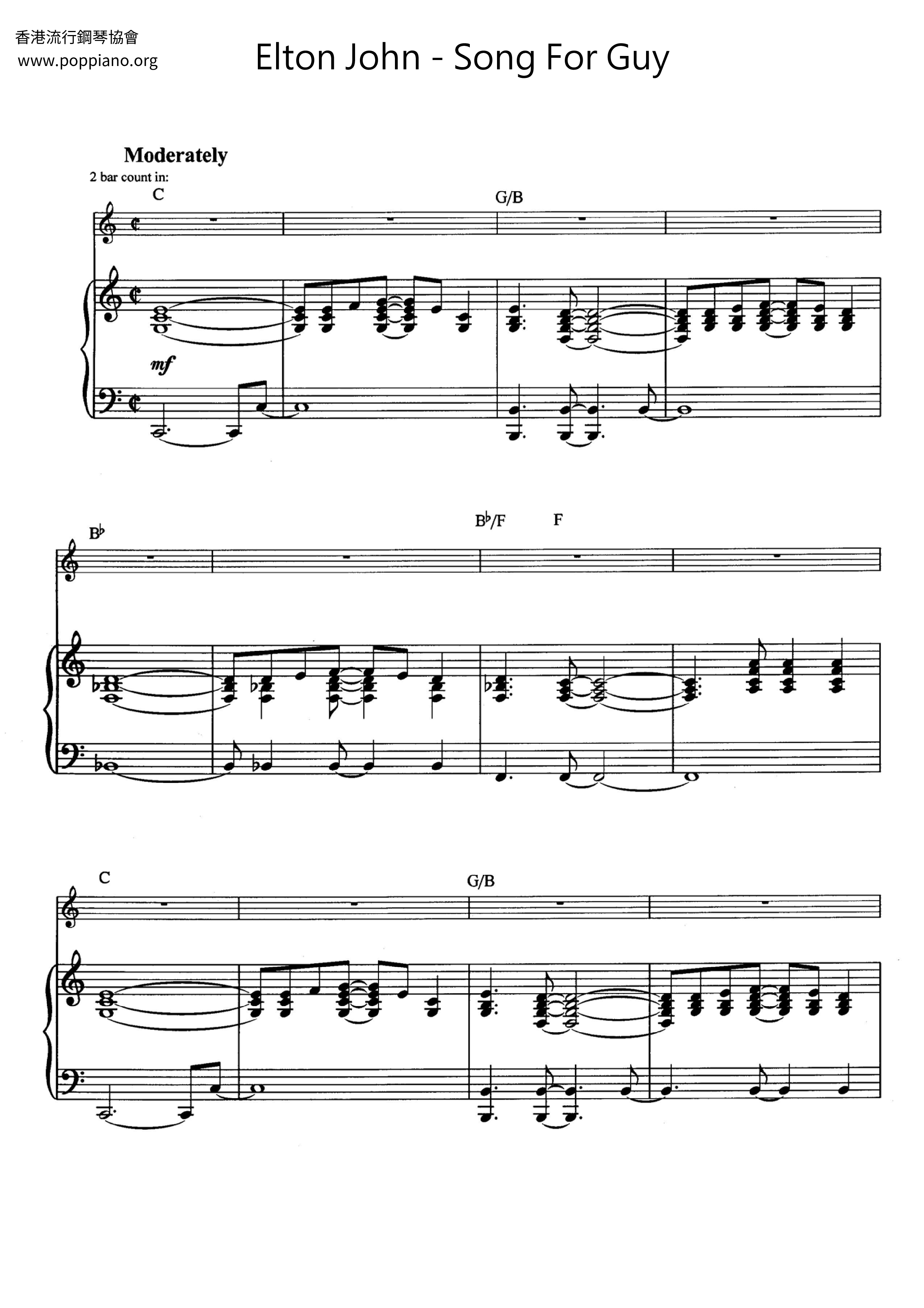 Song For Guyピアノ譜