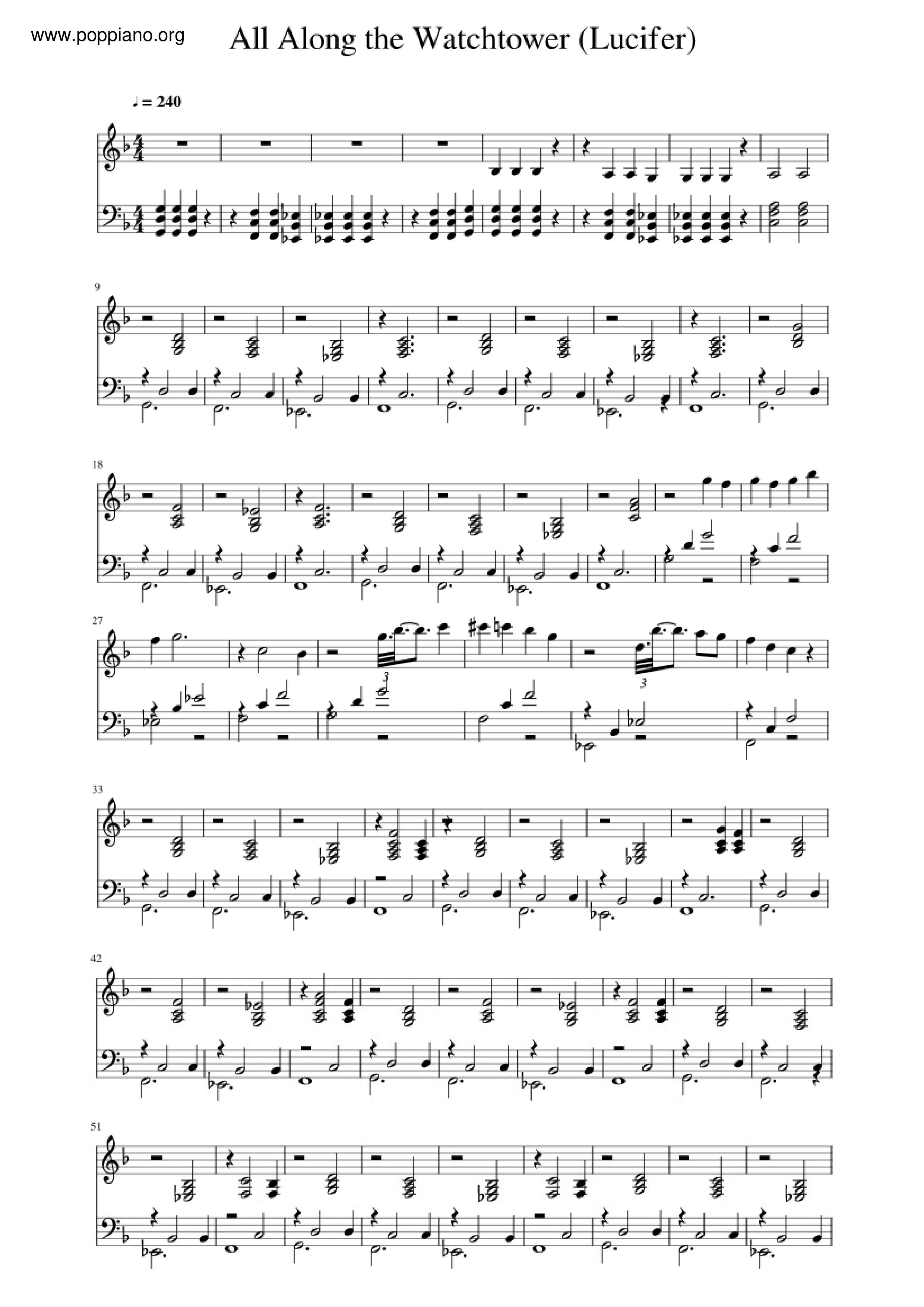 All Along The Watchtowerピアノ譜