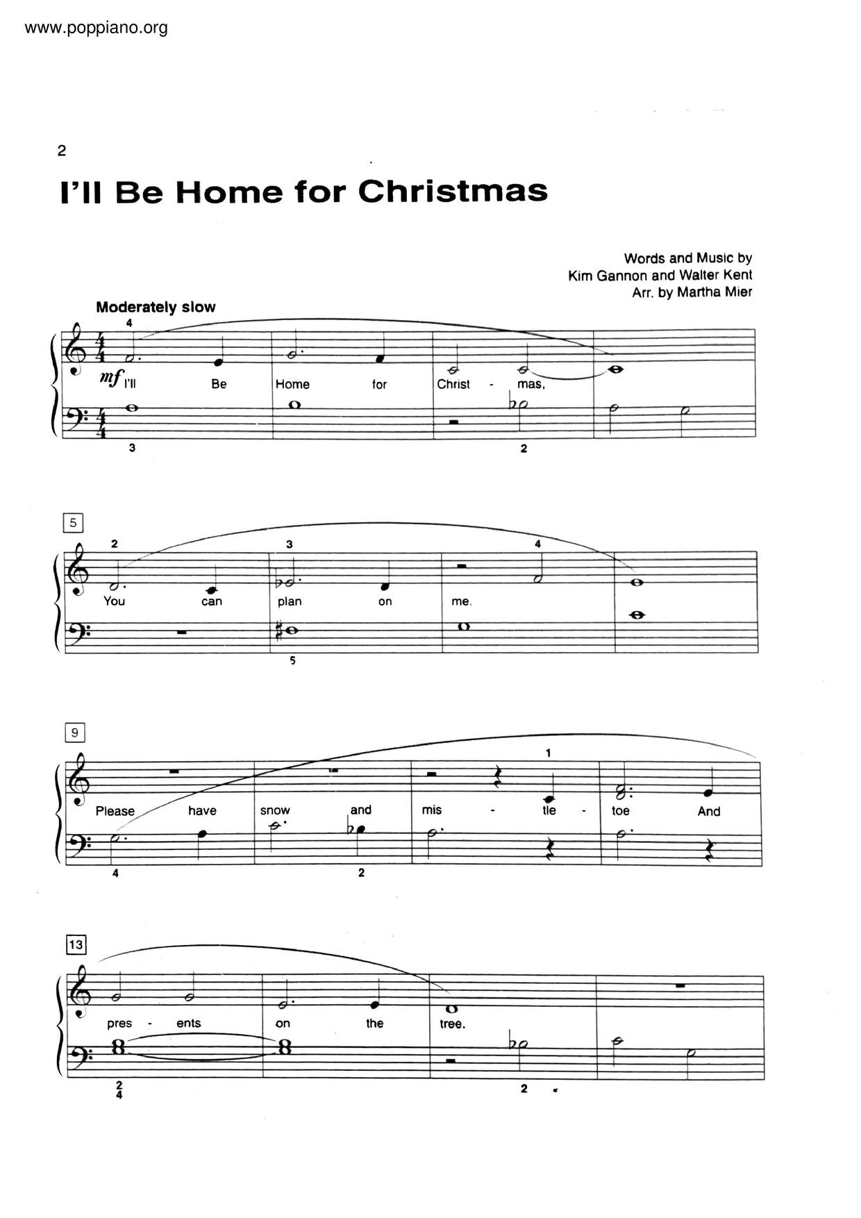 I'll Be Home For Christmasピアノ譜
