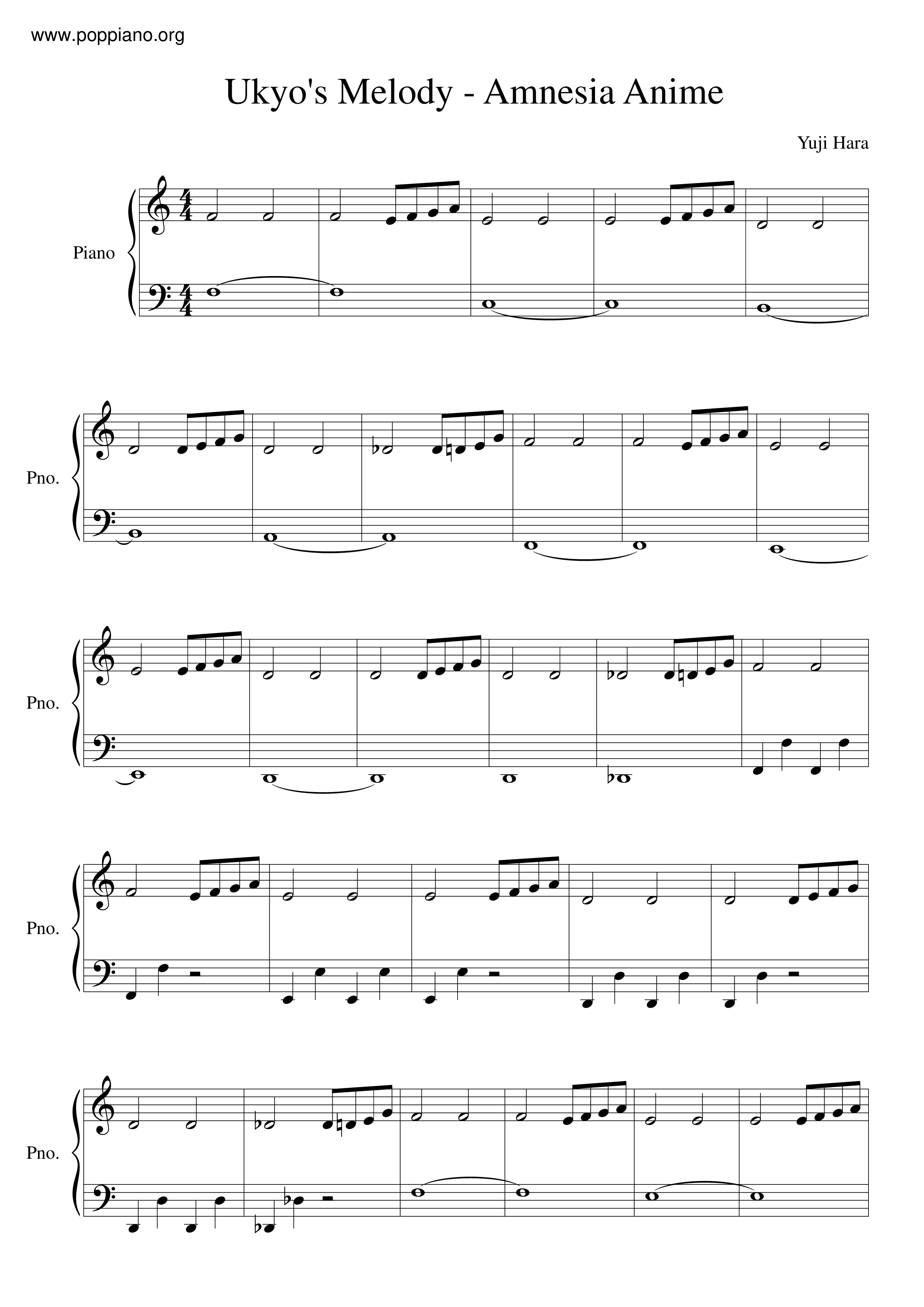 Ukyo's Melodyピアノ譜