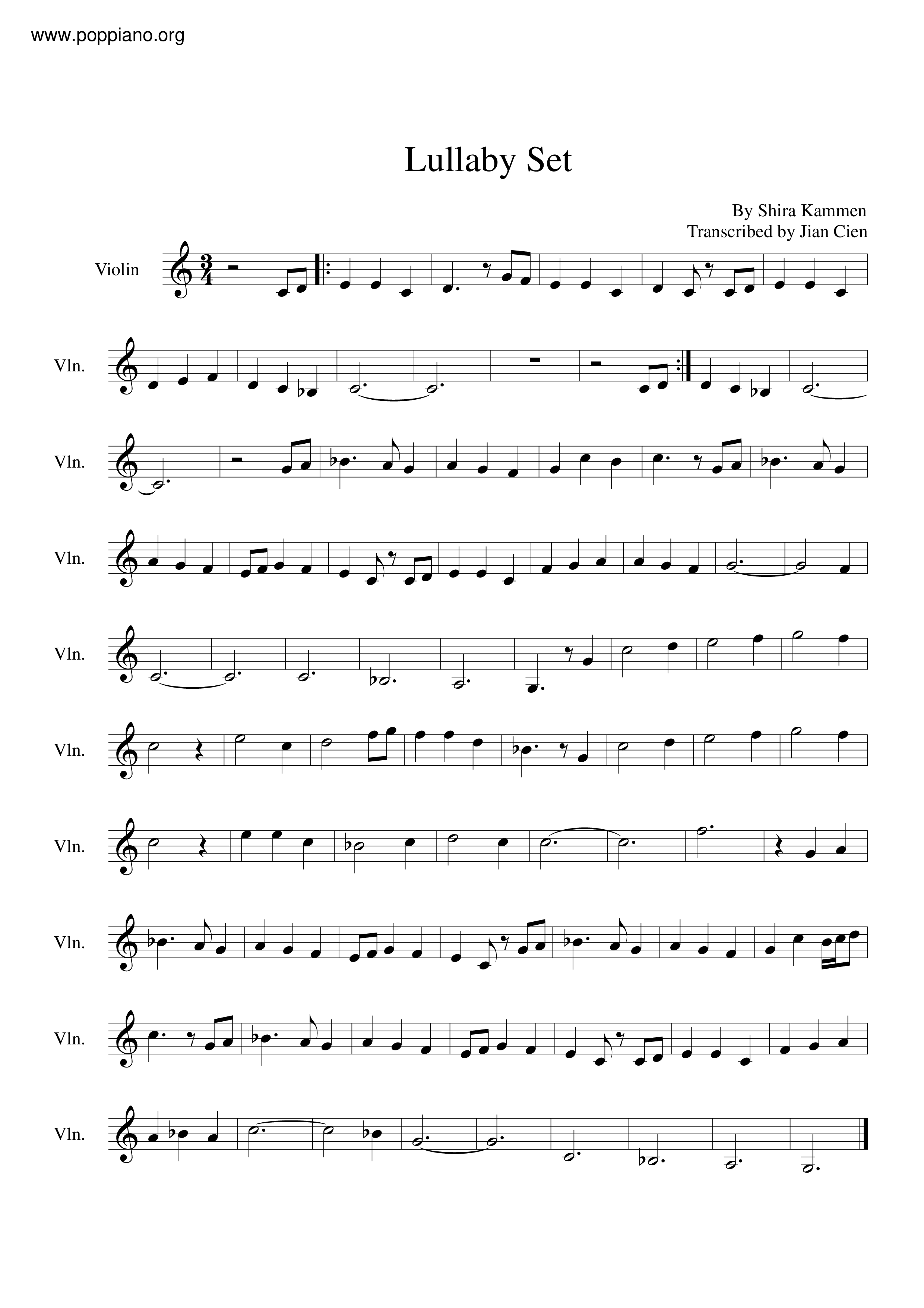 Lullaby Setピアノ譜