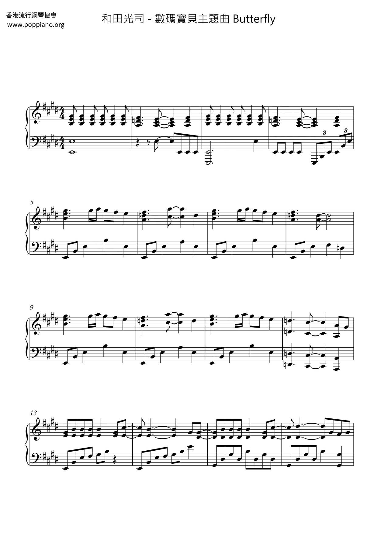 數碼寶貝主題曲 Butterflyピアノ譜