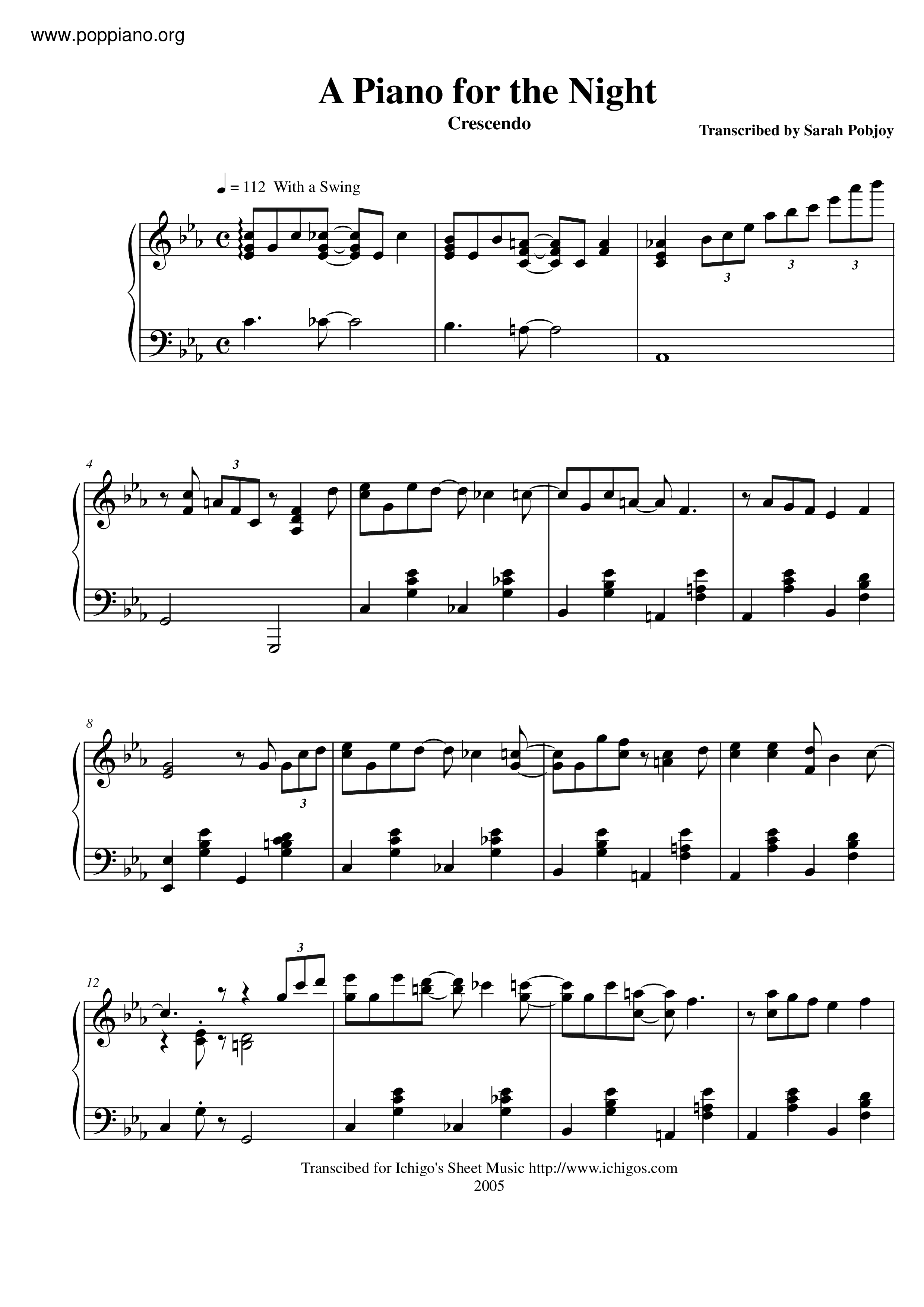 A Piano For The Nightピアノ譜
