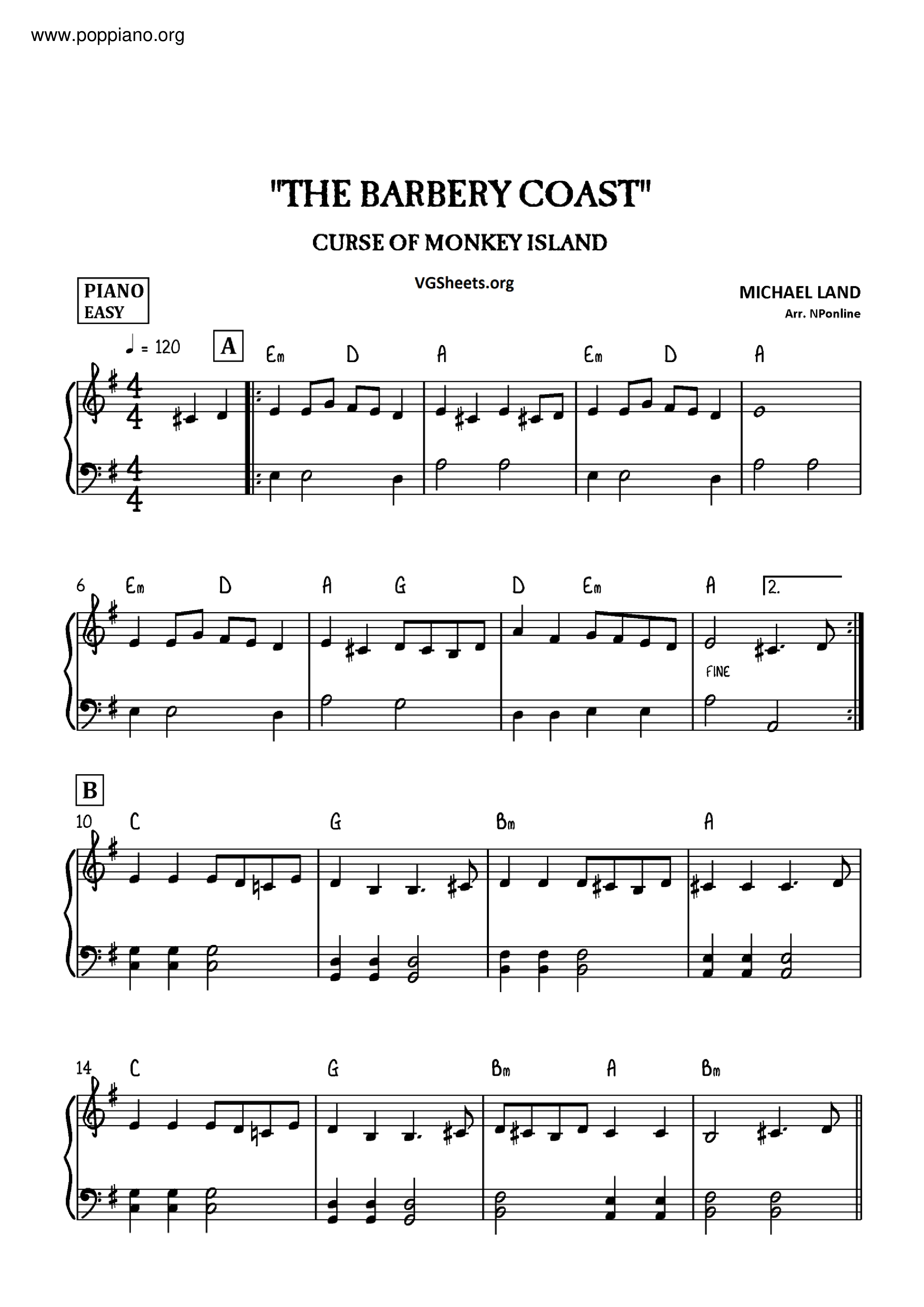 The Barbery Coastピアノ譜