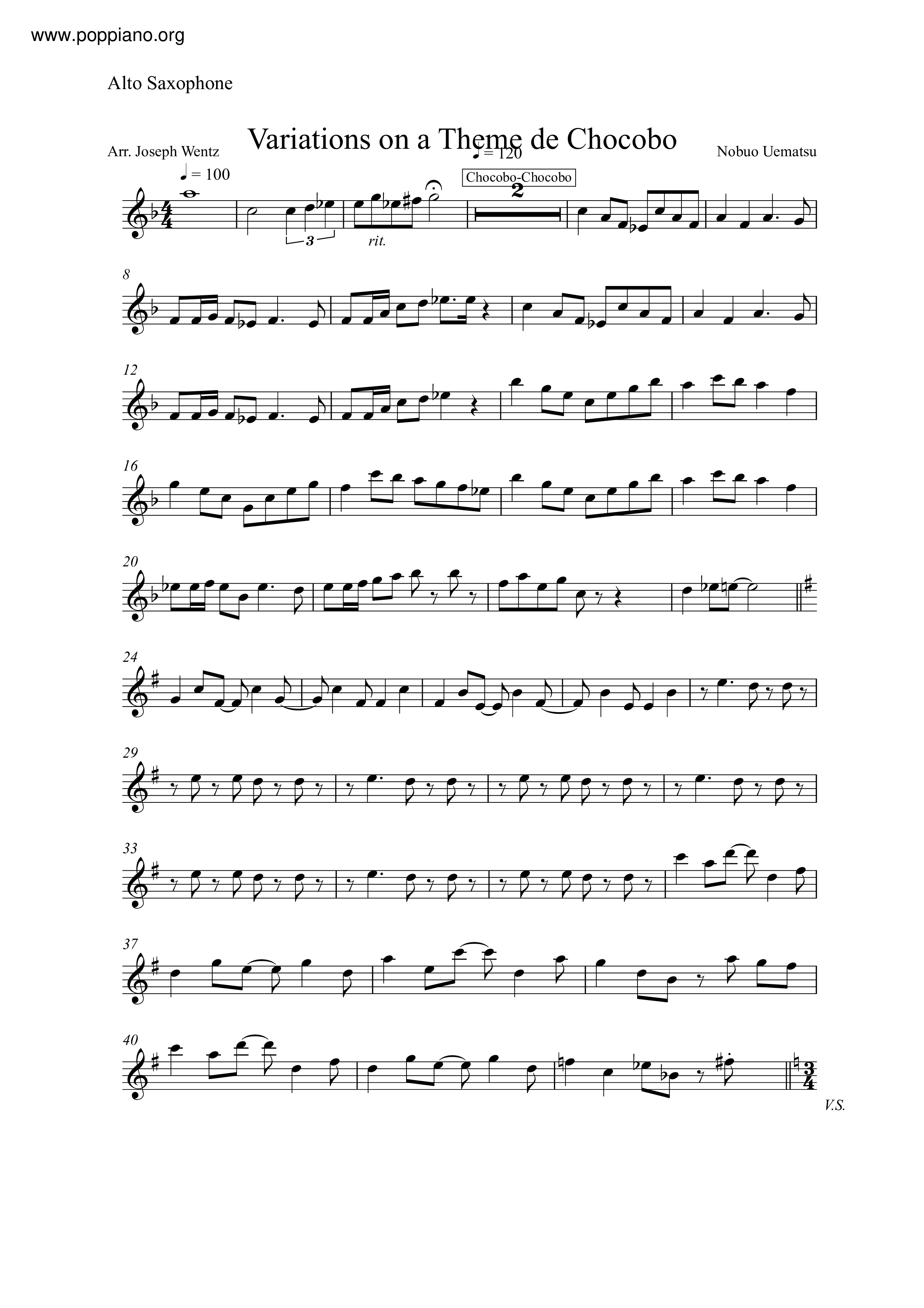 Variations On A Theme De Chocoboピアノ譜