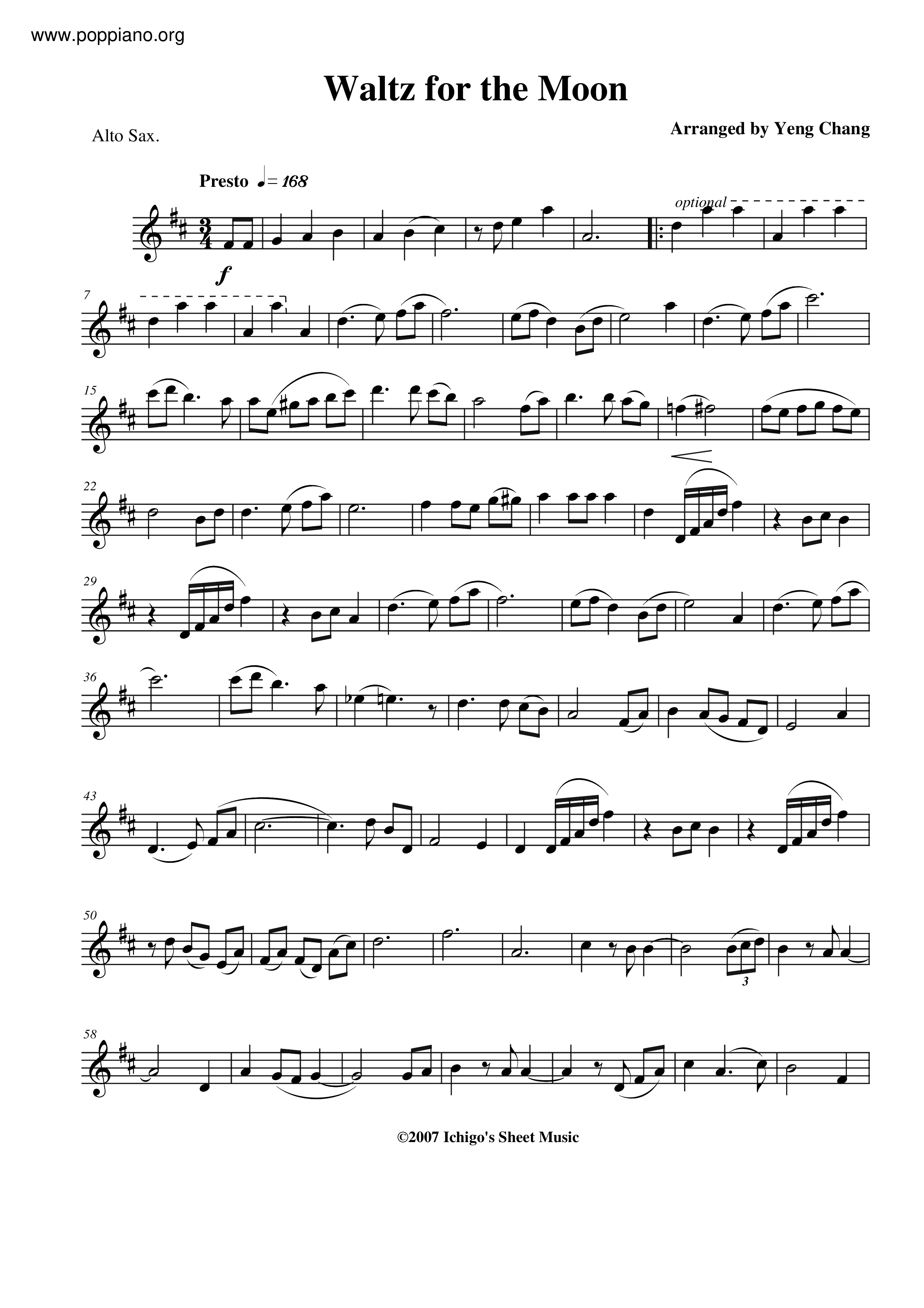 Waltz For The Moonピアノ譜