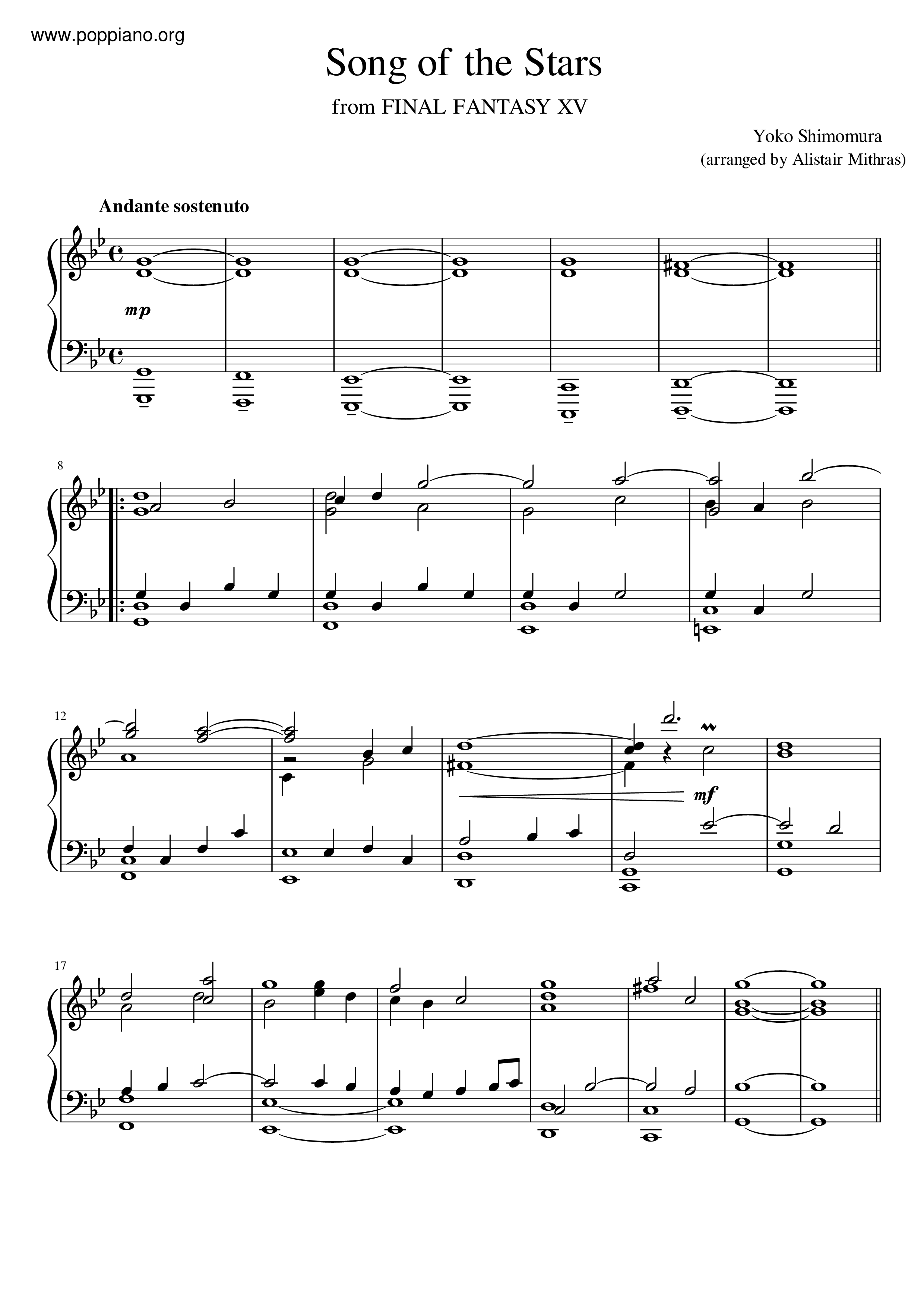 Song Of The Starsピアノ譜