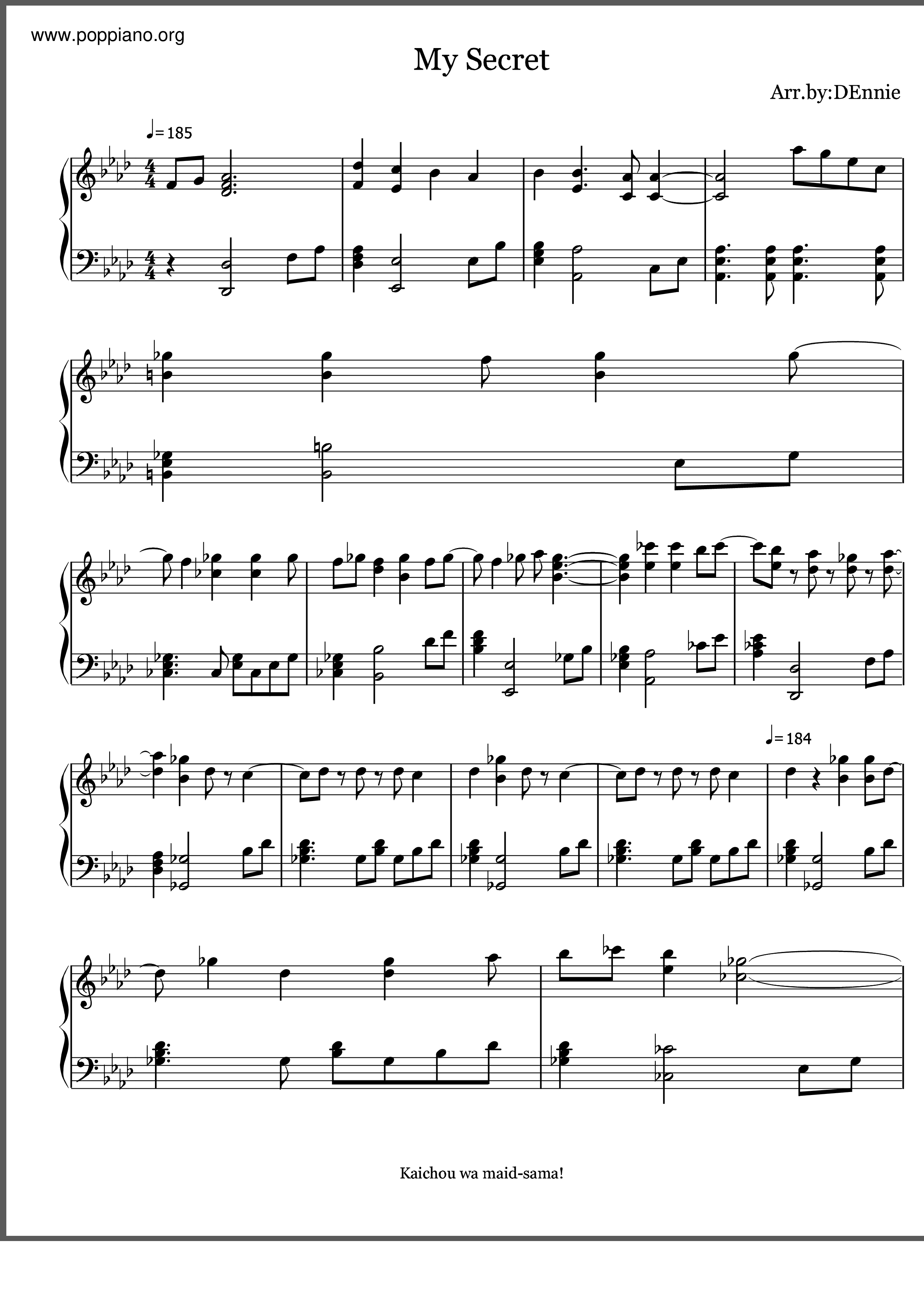 My Secretピアノ譜