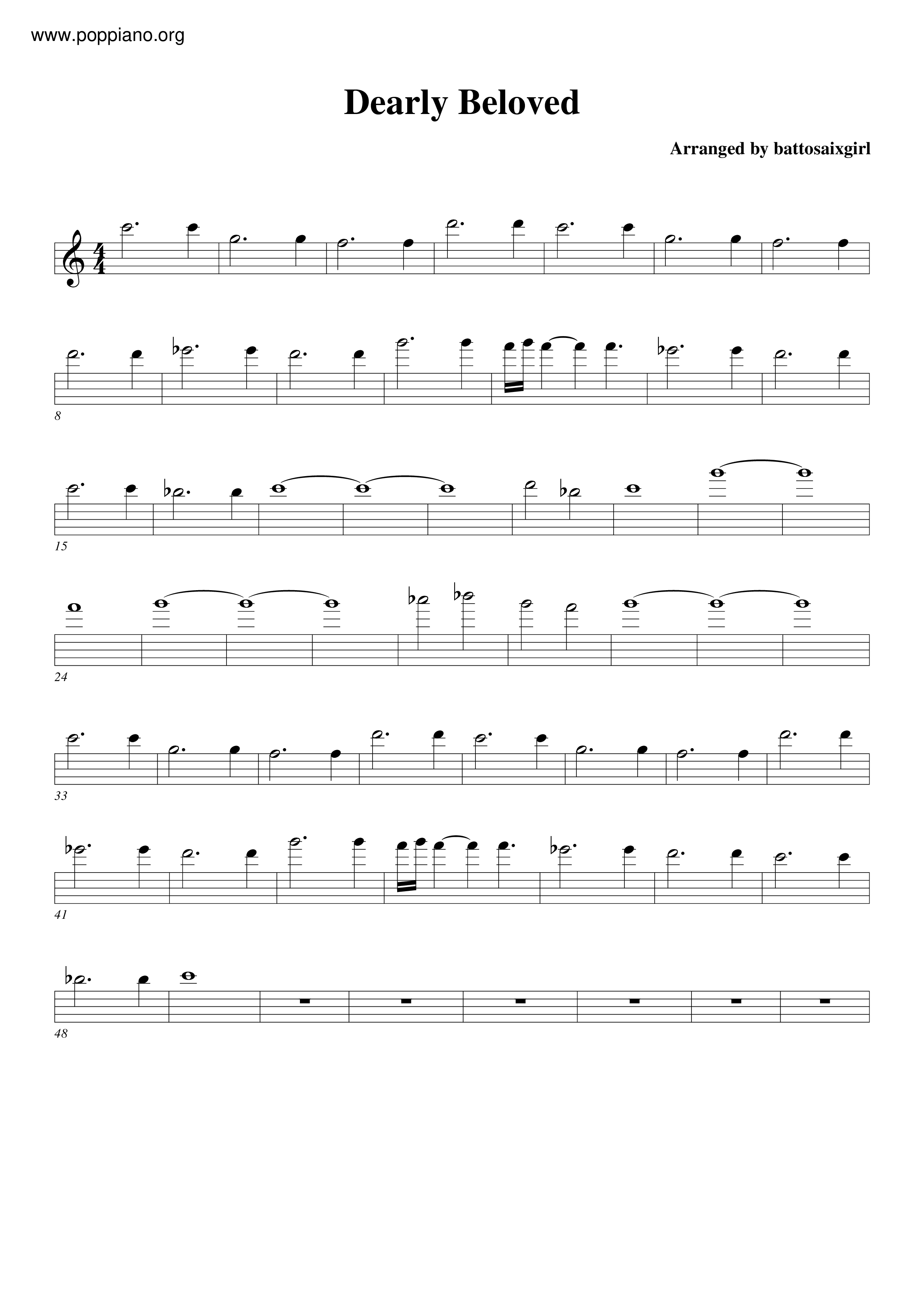 Dearly Beloved Kh2 Mixピアノ譜