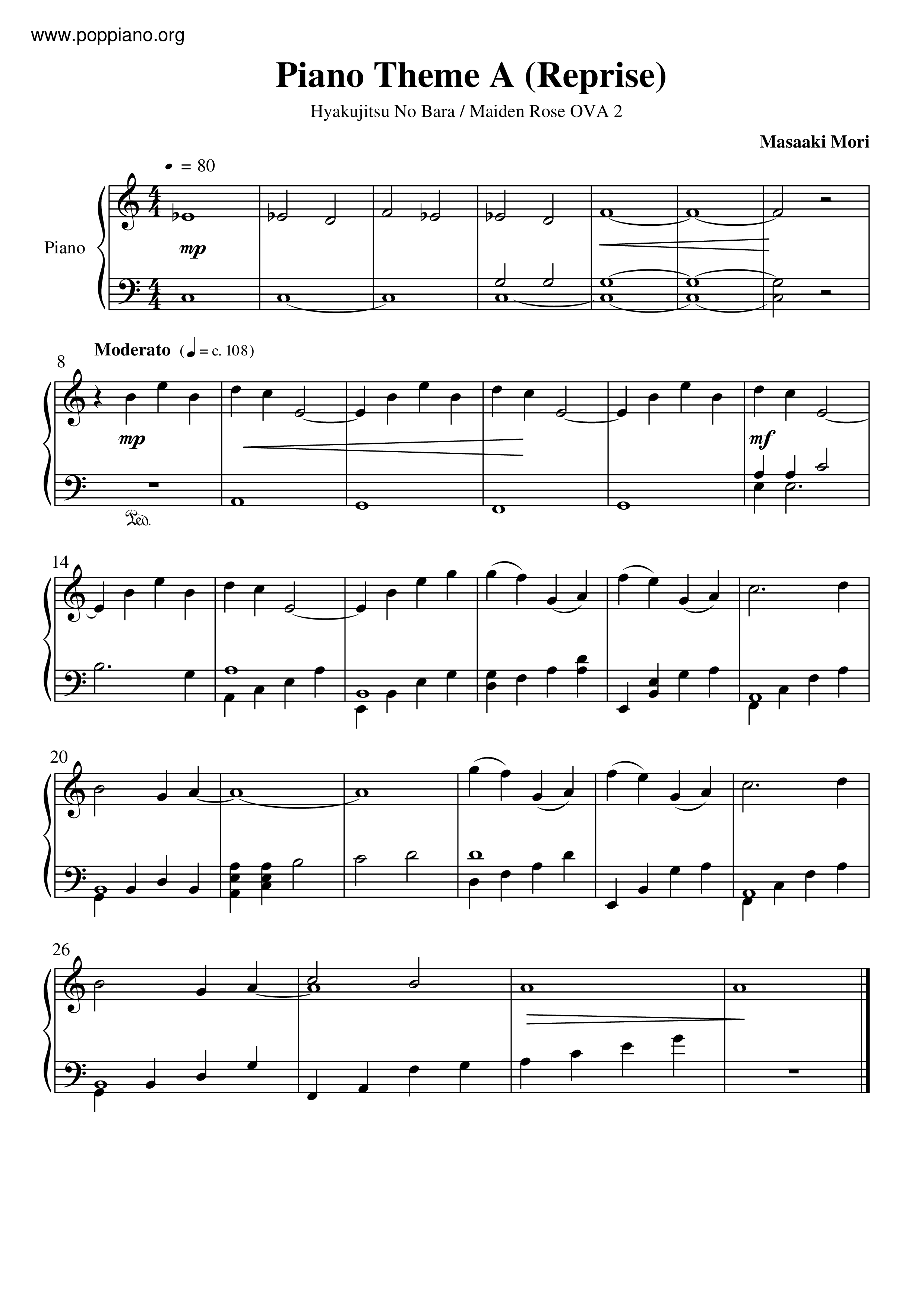 Piano Theme Aピアノ譜