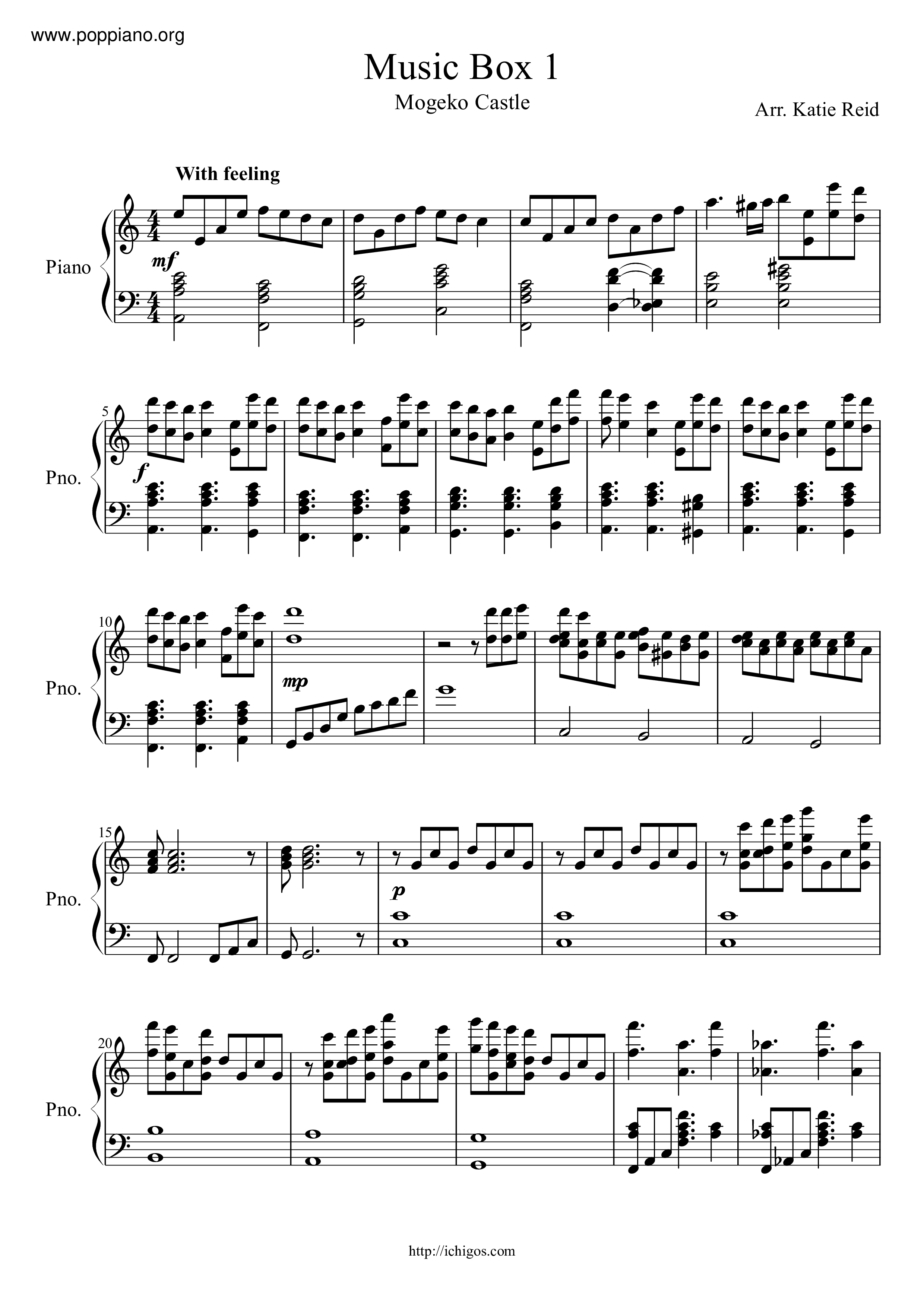 Music Box 1ピアノ譜
