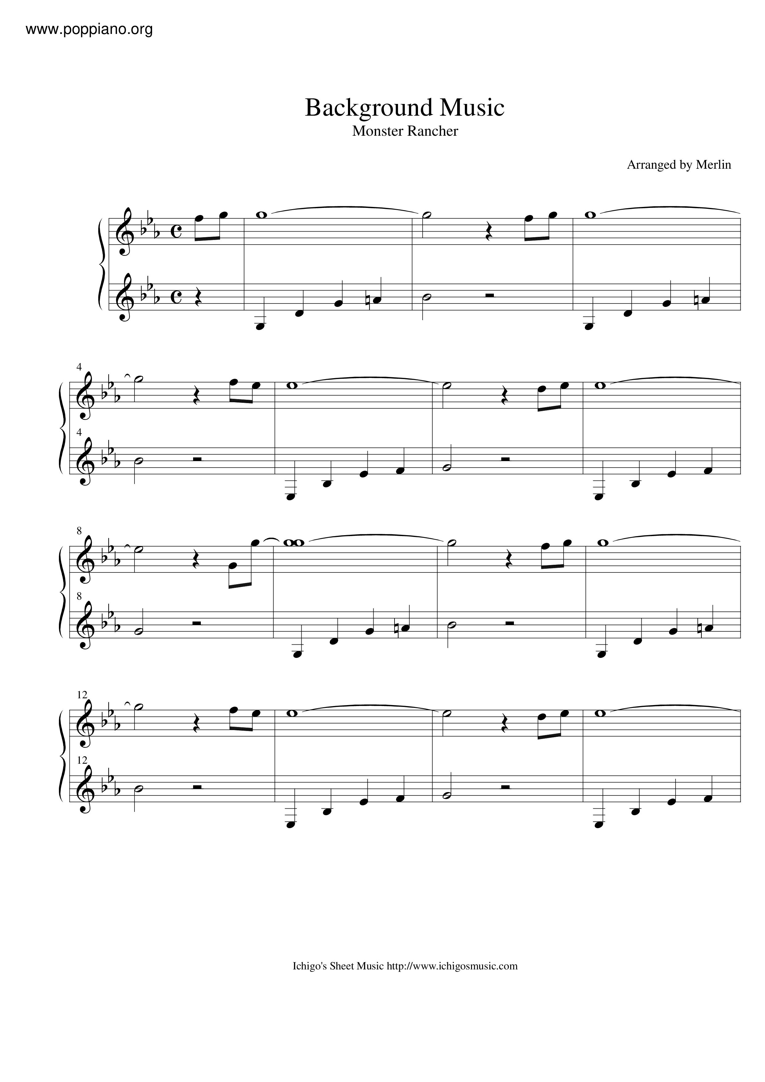 Background Music - Arranged By Merlinピアノ譜