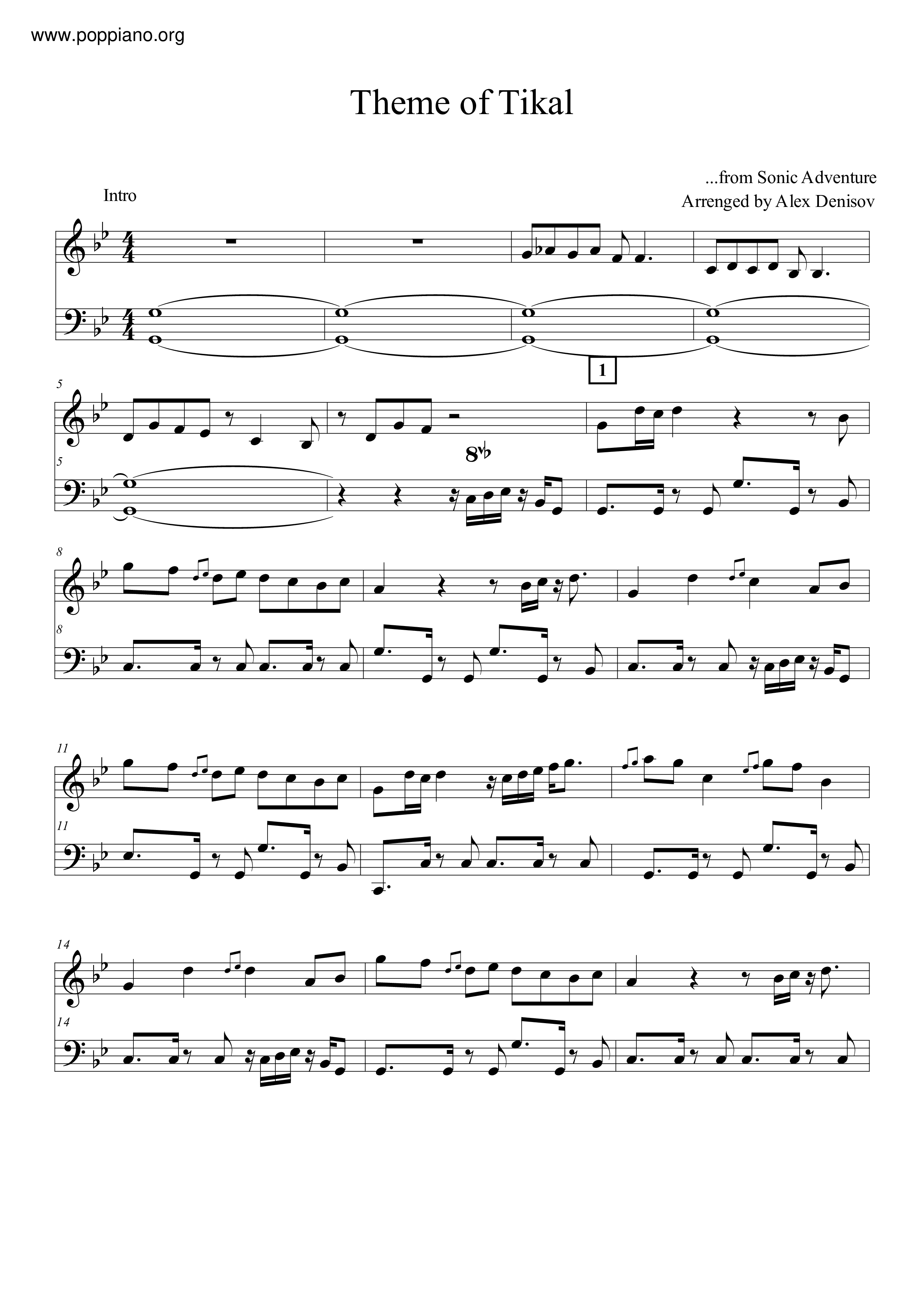 Theme Of Tikalピアノ譜