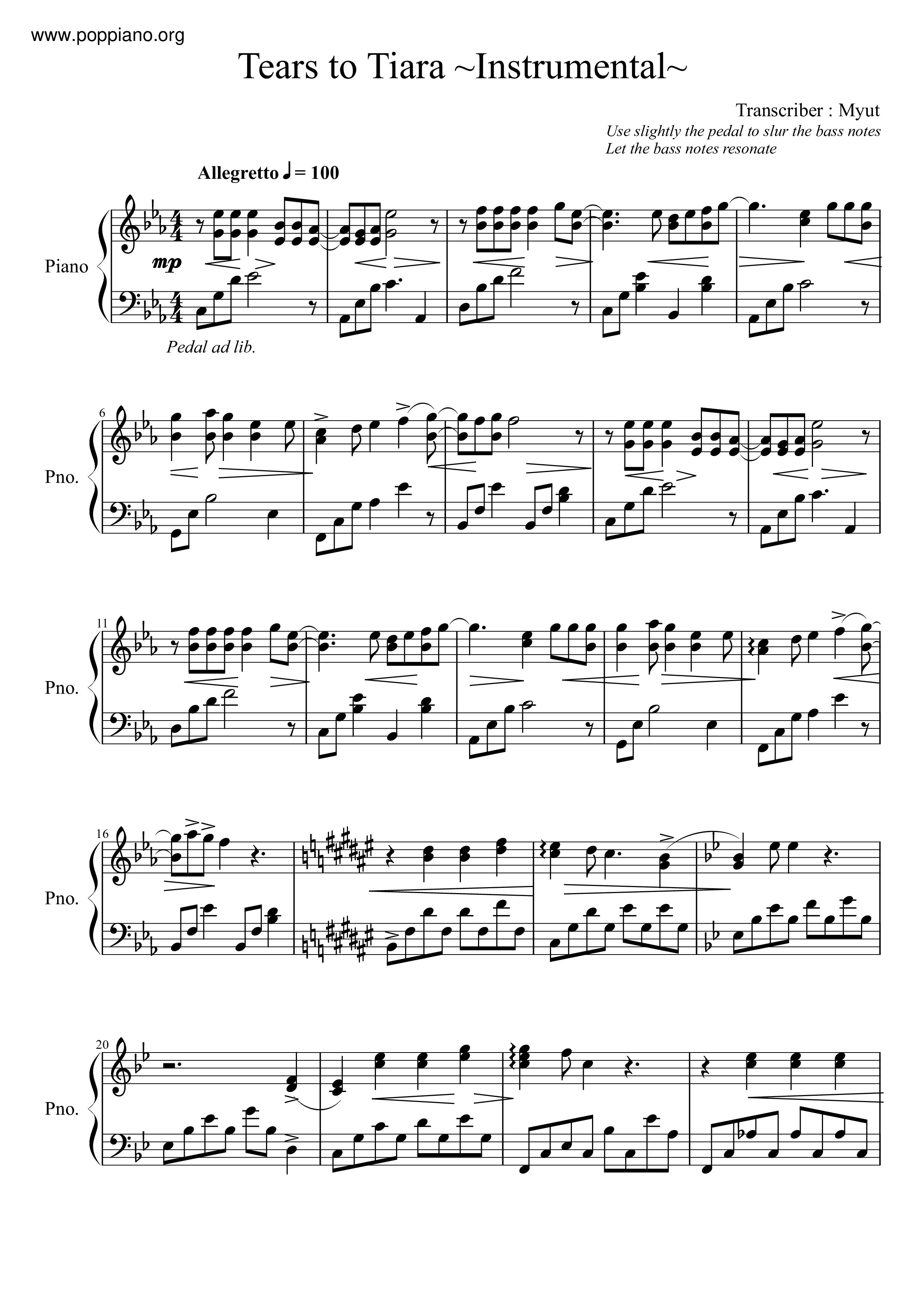 Tears To Tiara ~Instrumental~ピアノ譜