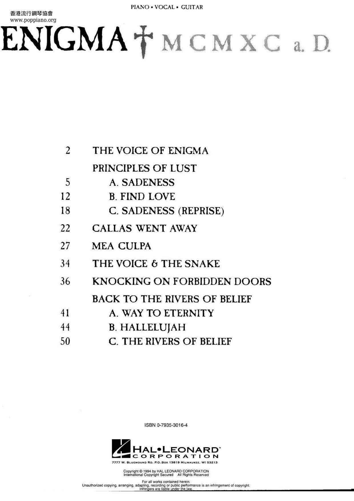 The Voice Of Enigma 57 Pagesピアノ譜