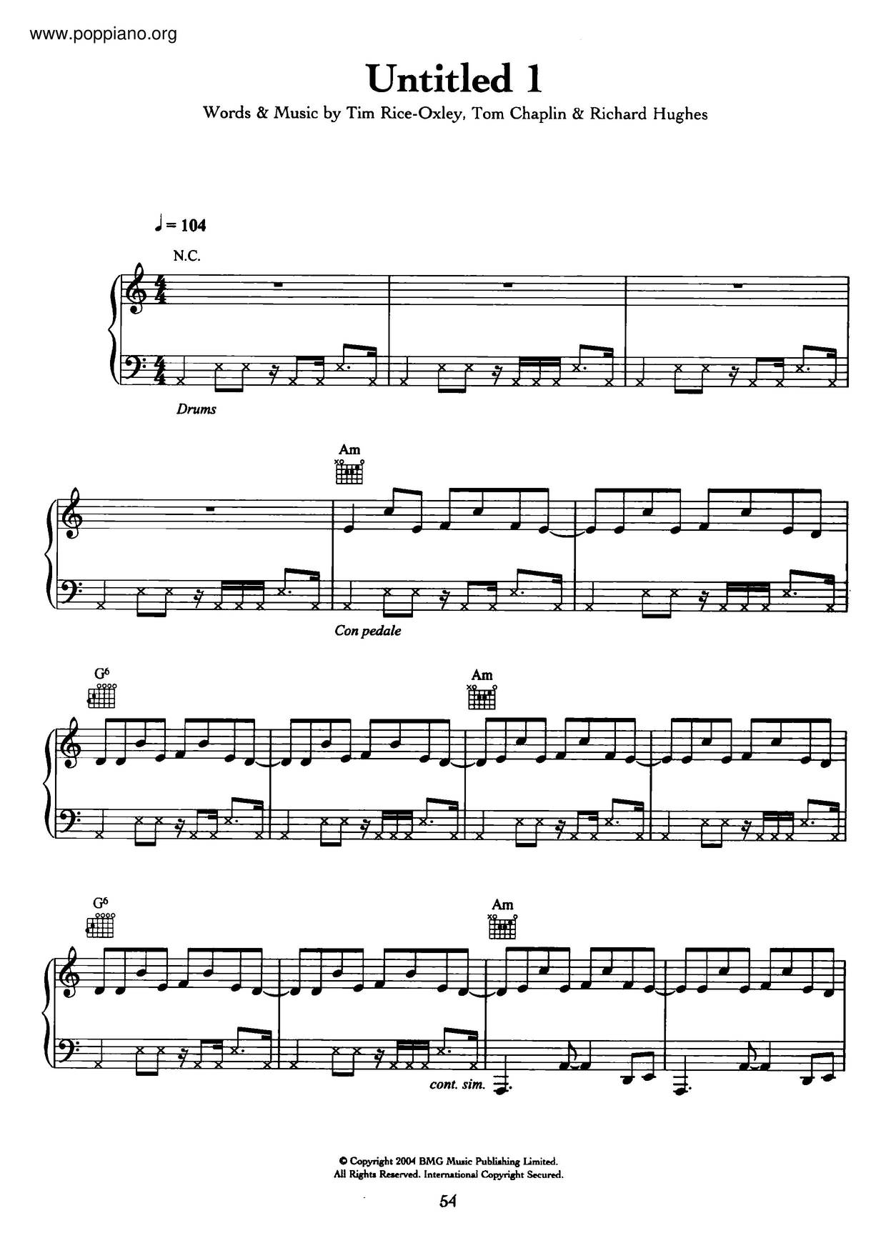 Untitled 1ピアノ譜