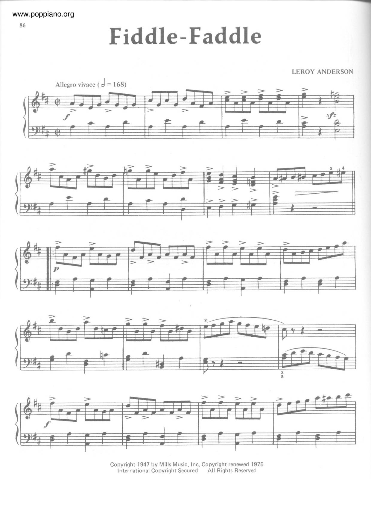 Fiddle Faddleピアノ譜