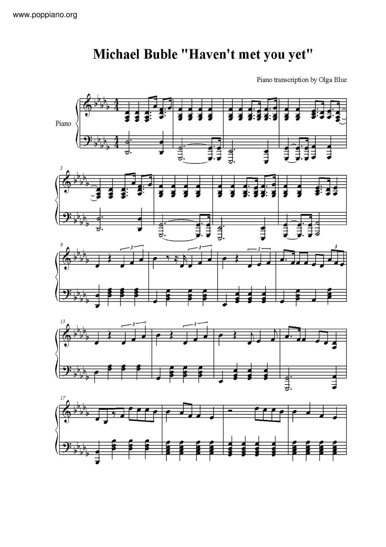 Haven't Met You Yetピアノ譜