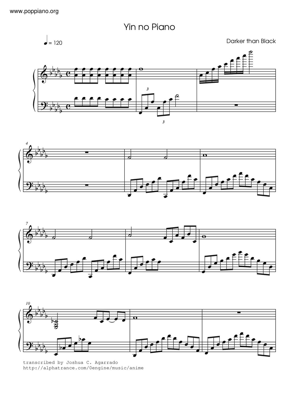 Yin No Pianoピアノ譜