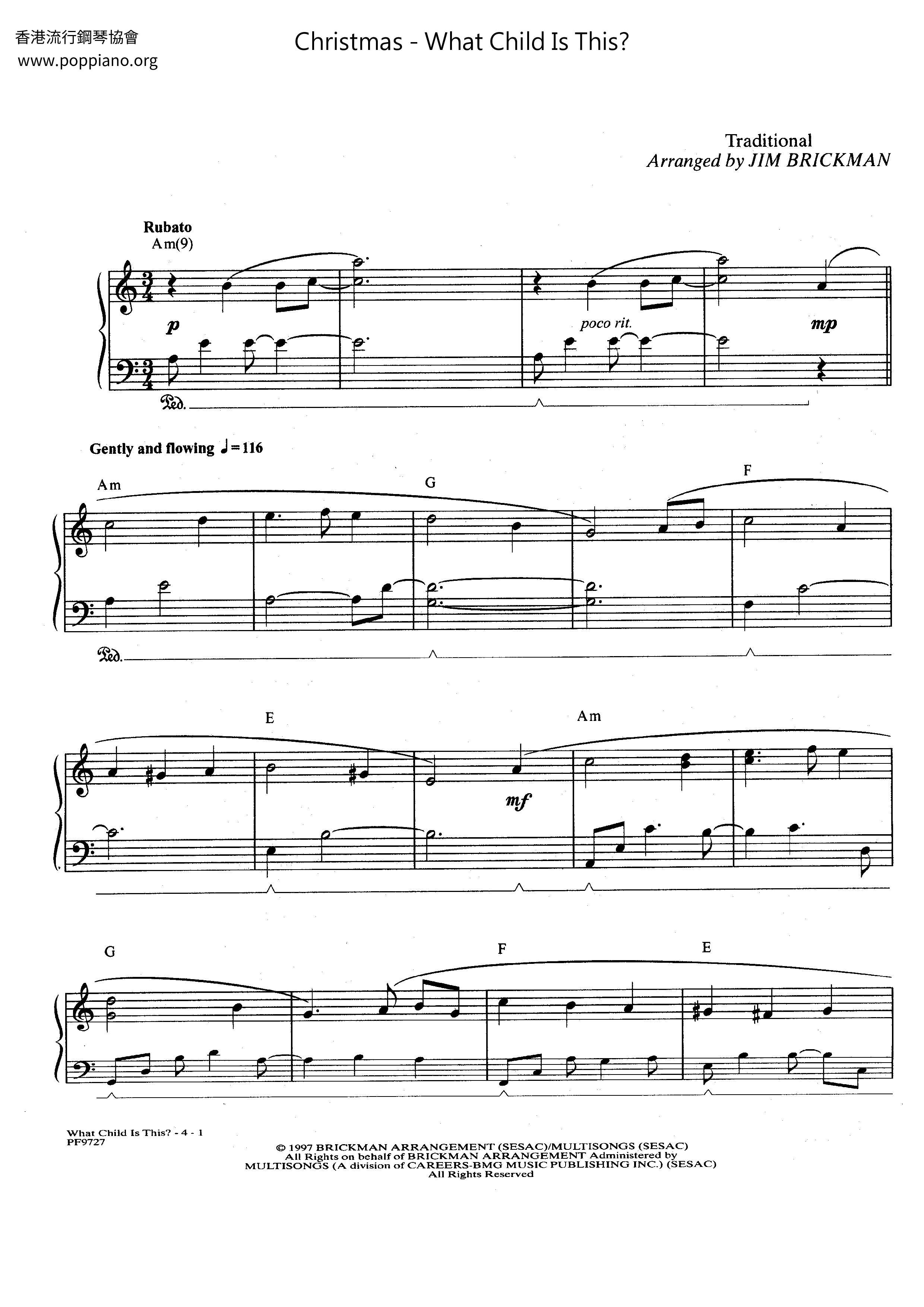 What Child Is This?ピアノ譜