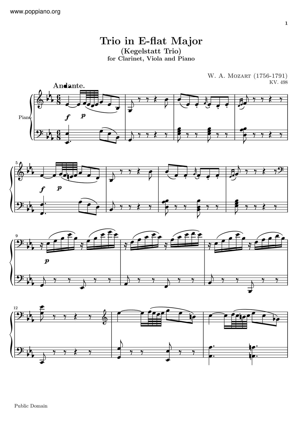 Trio In E-Flat Major, K. 498ピアノ譜