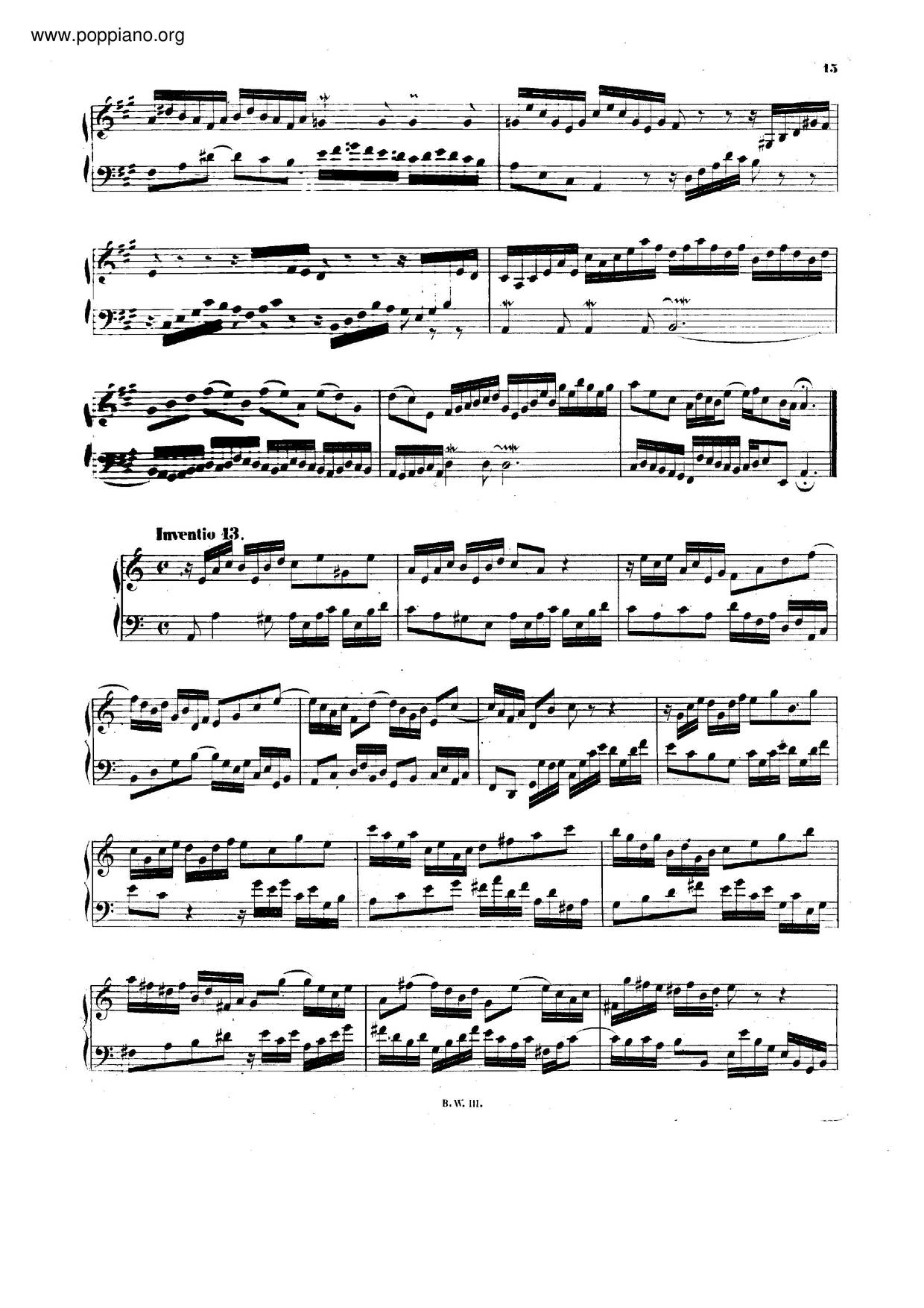 Invention In A Minor, BWV 784ピアノ譜