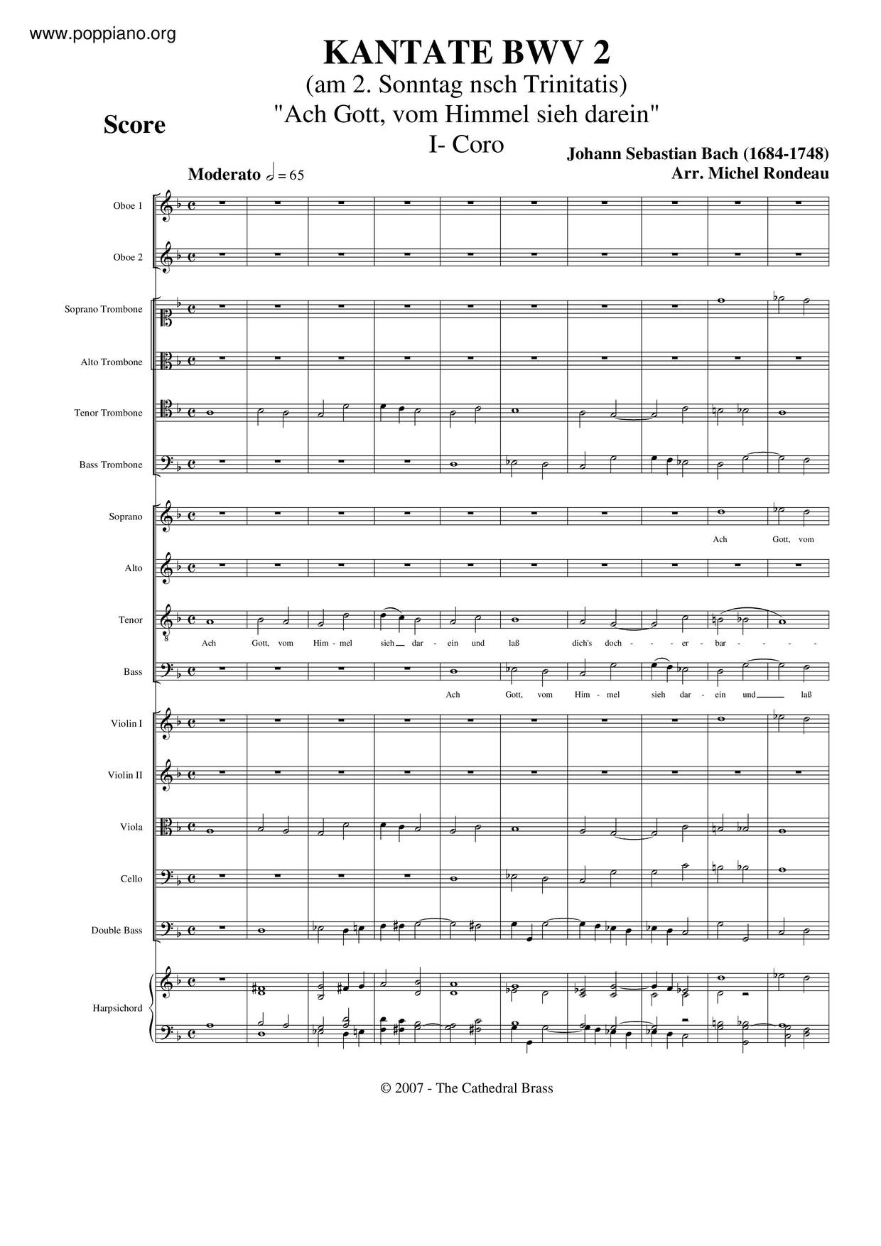 Ach Gott, Vom Himmel Sieh Darein, BWV 2ピアノ譜
