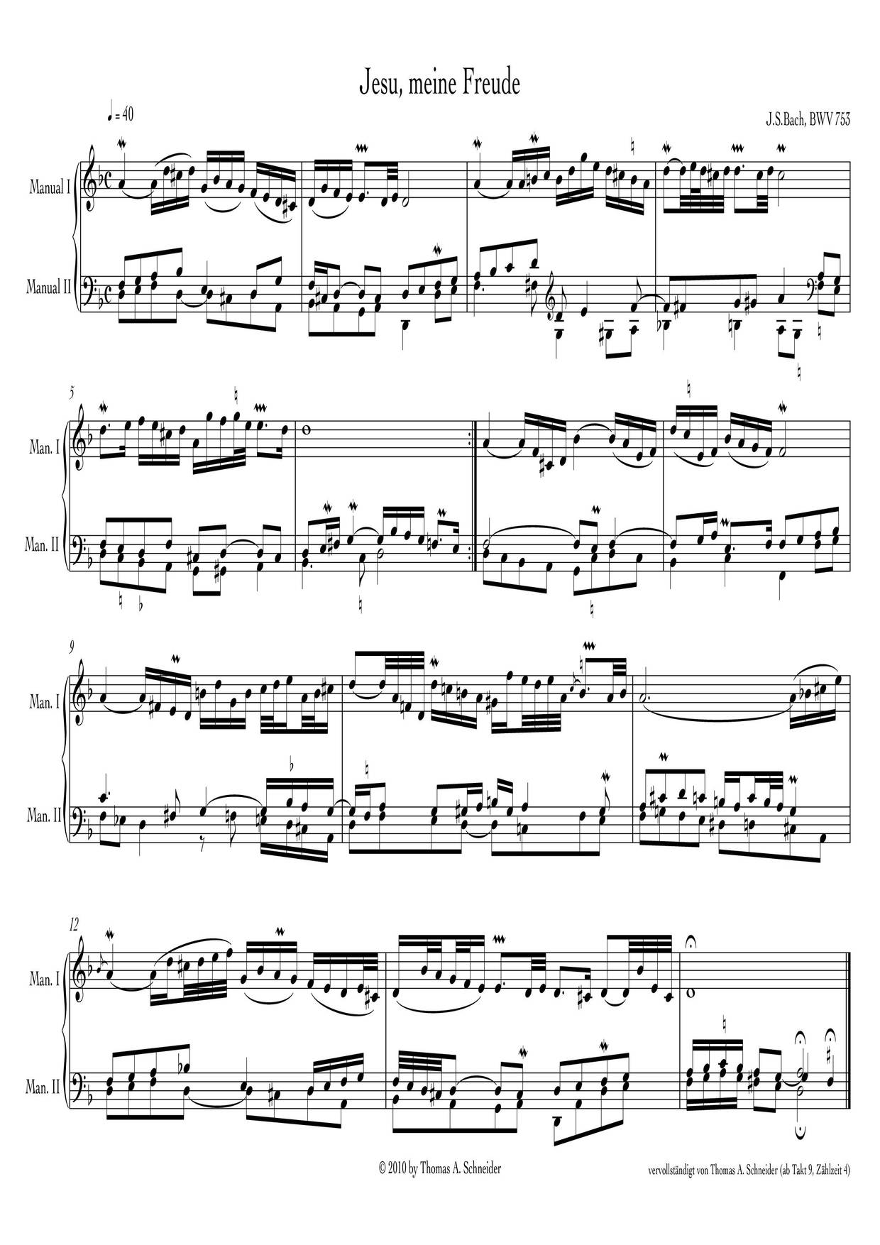 Jesu, Meine Freude, BWV 753ピアノ譜