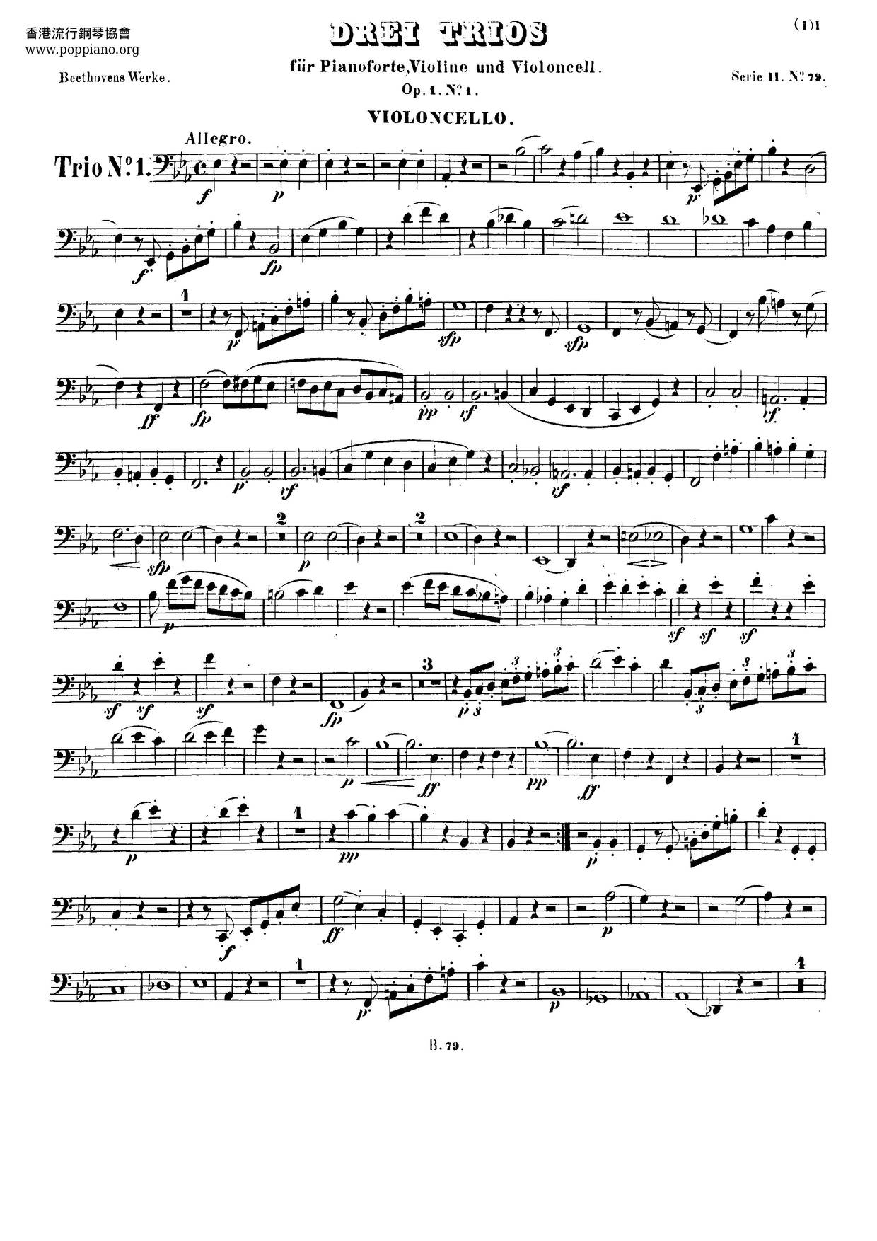 Piano Trio In E-Flat Major, Op. 1 No. 1ピアノ譜