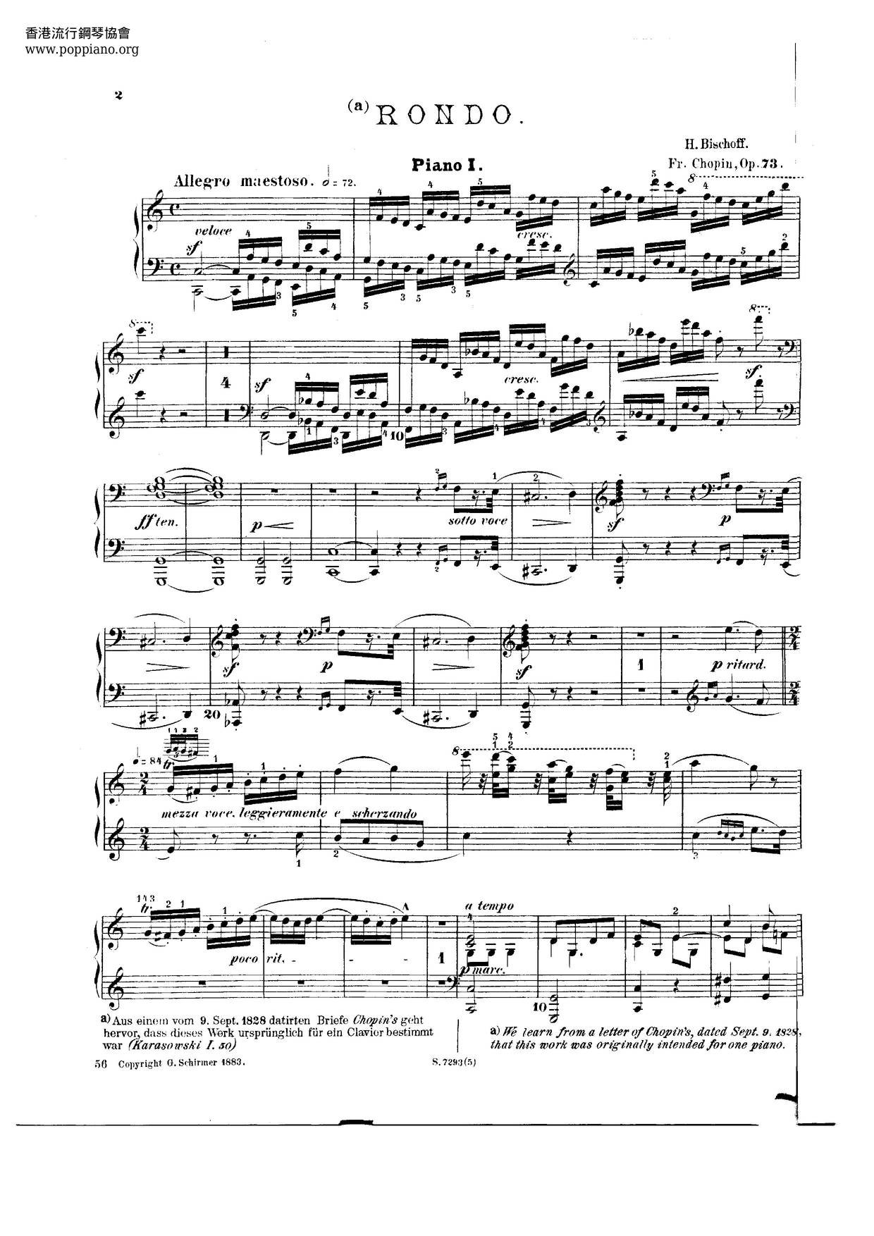 Rondo In C Major, Op. 73ピアノ譜